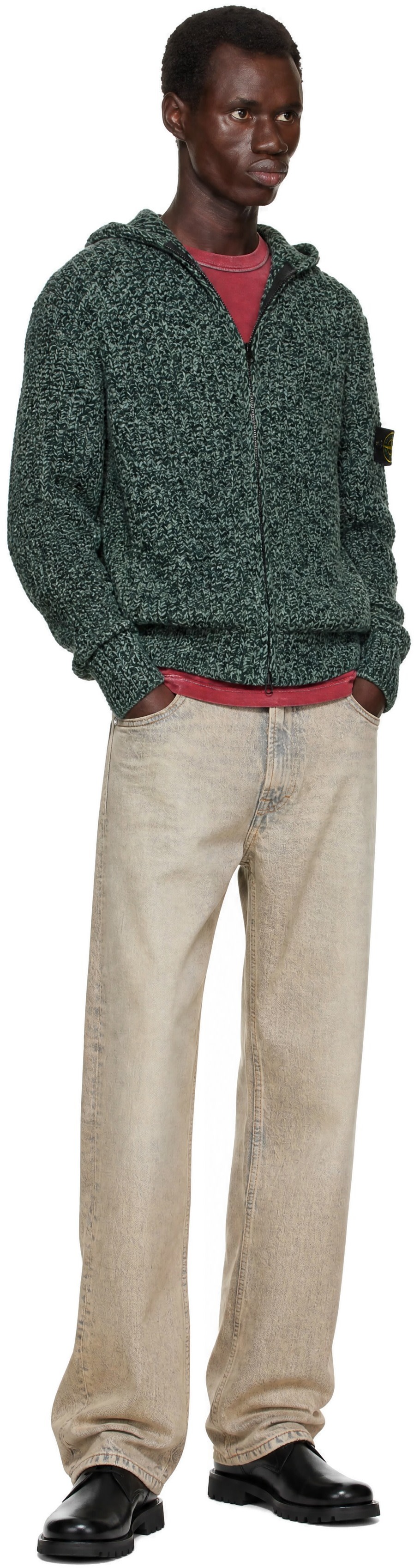 Stone Island: Green 5100065 Mouliné Cotton Chenille Hoodie | SSENSE