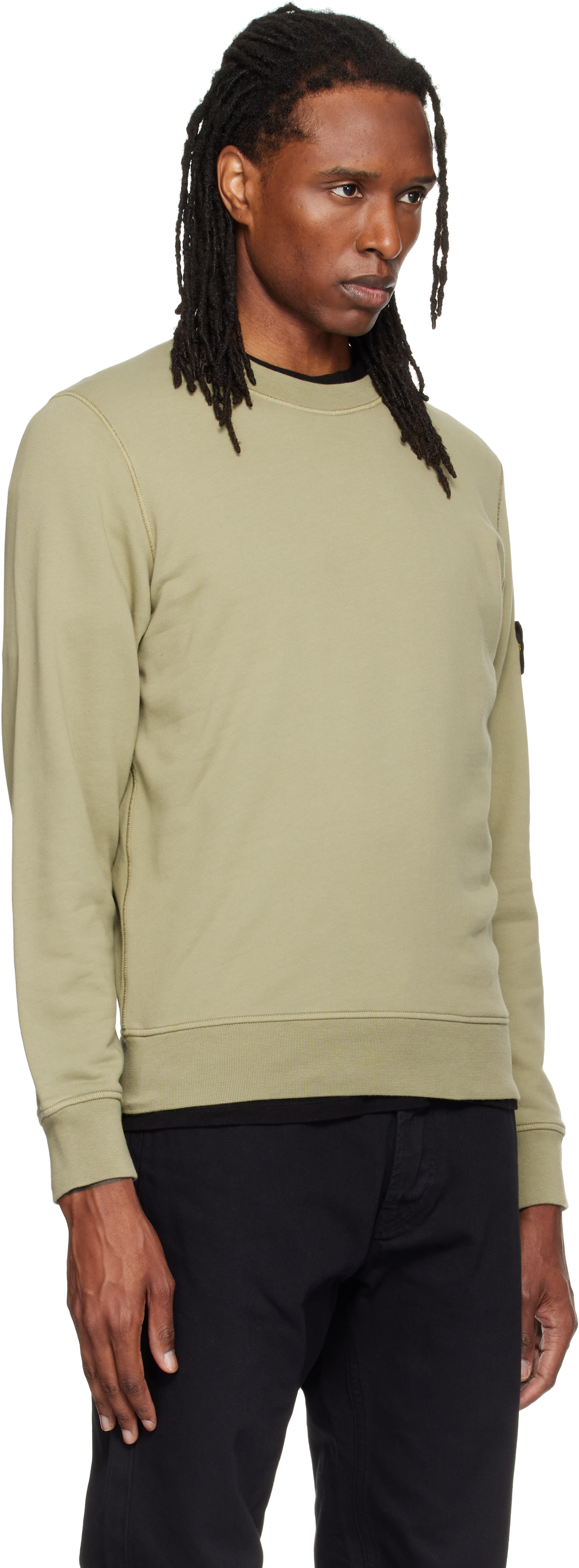 Stone Island - Pull molletonné 6100060 vert en coton bio