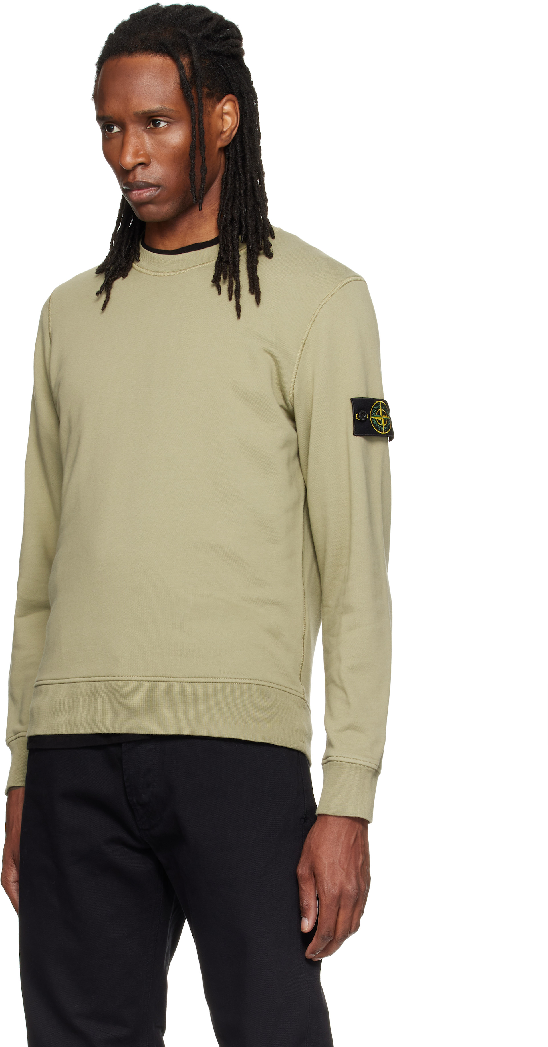 Stone Island - Pull molletonné 6100060 vert en coton bio
