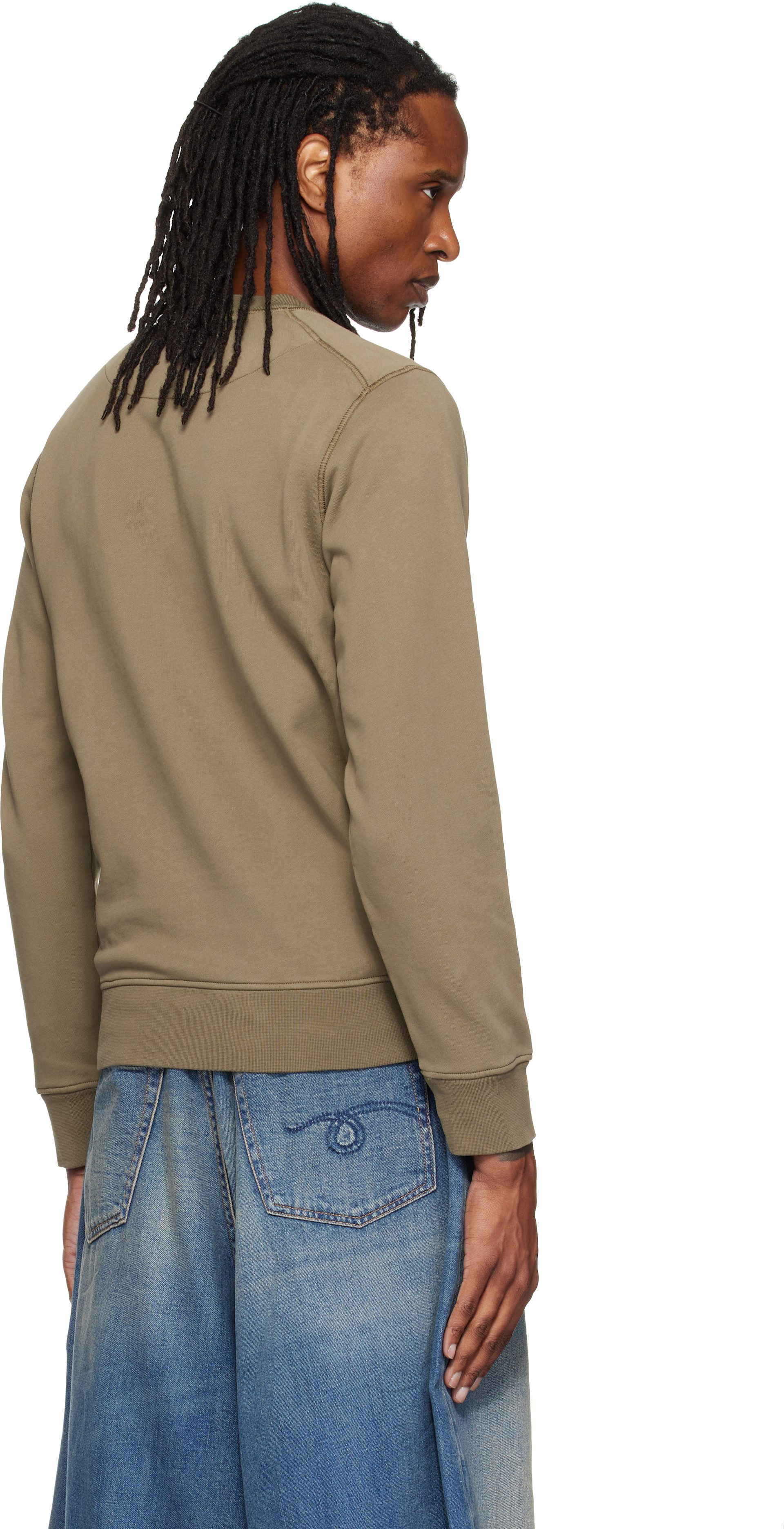 Stone Island - Pull molletonné 6100060 kaki en coton bio