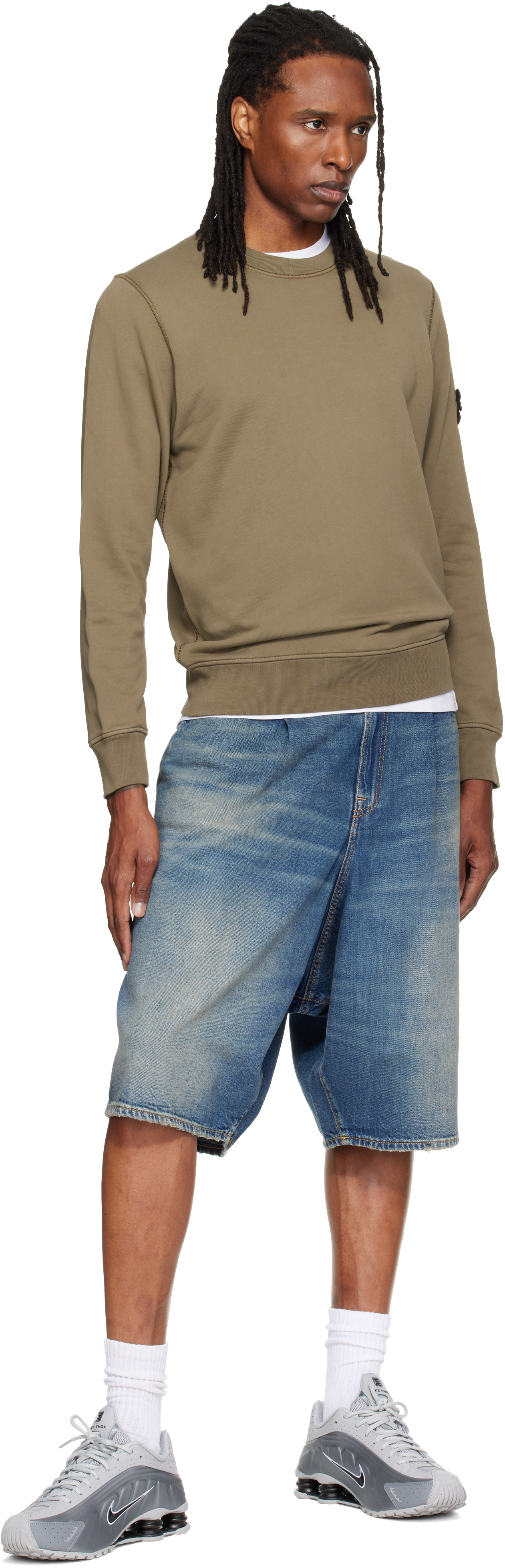 Stone Island - Pull molletonné 6100060 kaki en coton bio