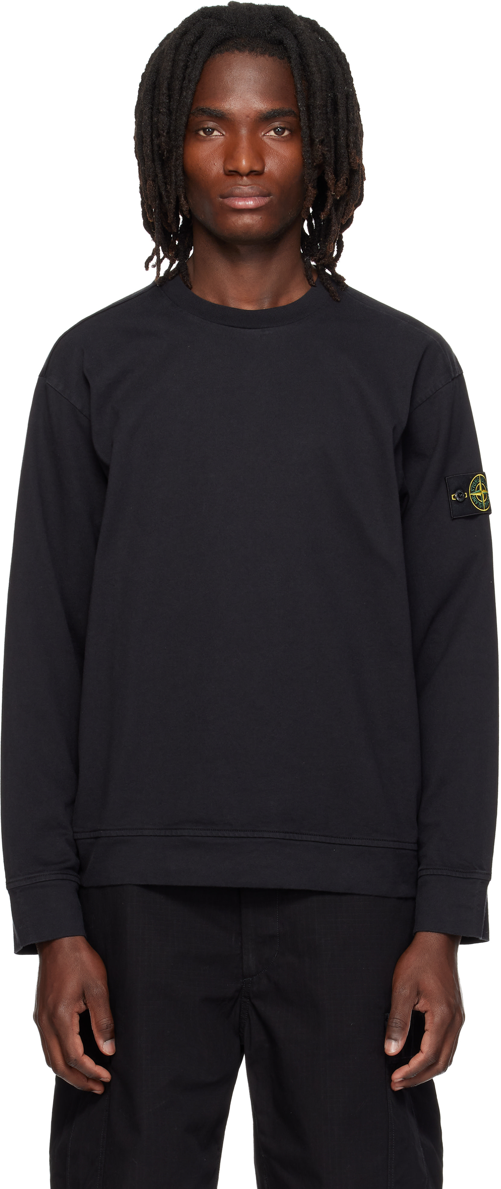 Stone Island: ブラック 6100057 Heavy Organic Cotton Jersey