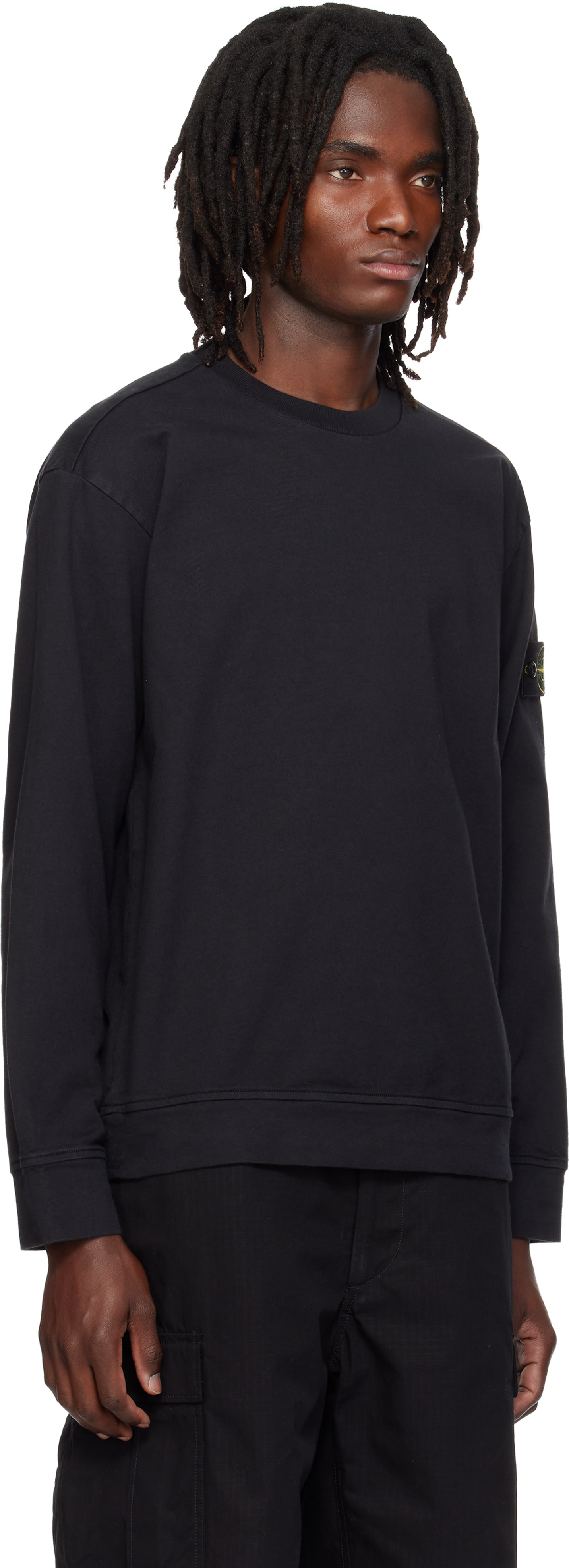 Stone Island: Black 6100057 Heavy Organic Cotton Jersey Sweatshirt