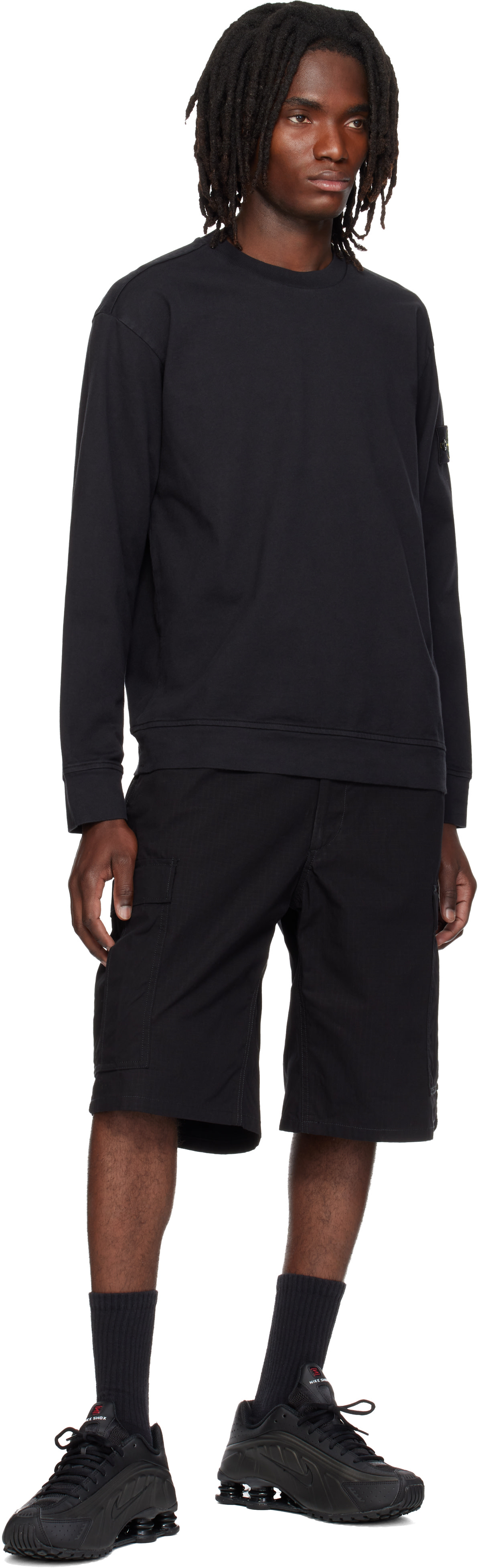 Stone Island: ブラック 6100057 Heavy Organic Cotton Jersey