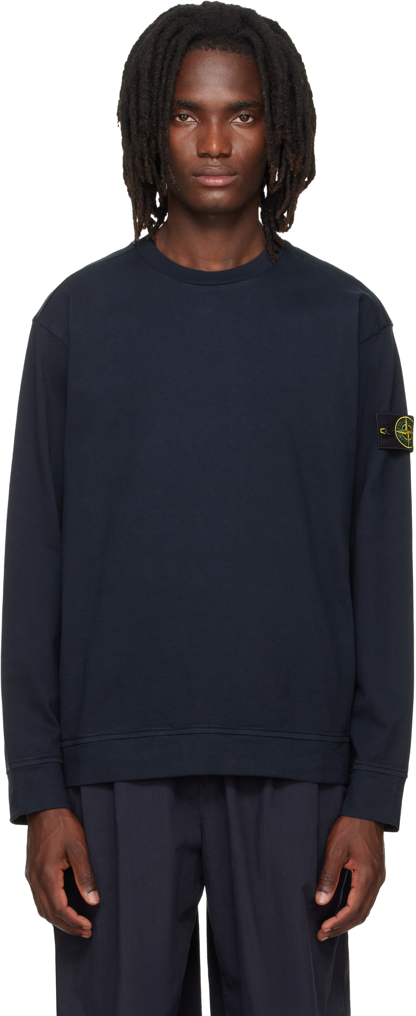 stone  スウェット　ネイビー　M Stone Island: ネイビー 6100057 Organic Cotton スウェットシャツ