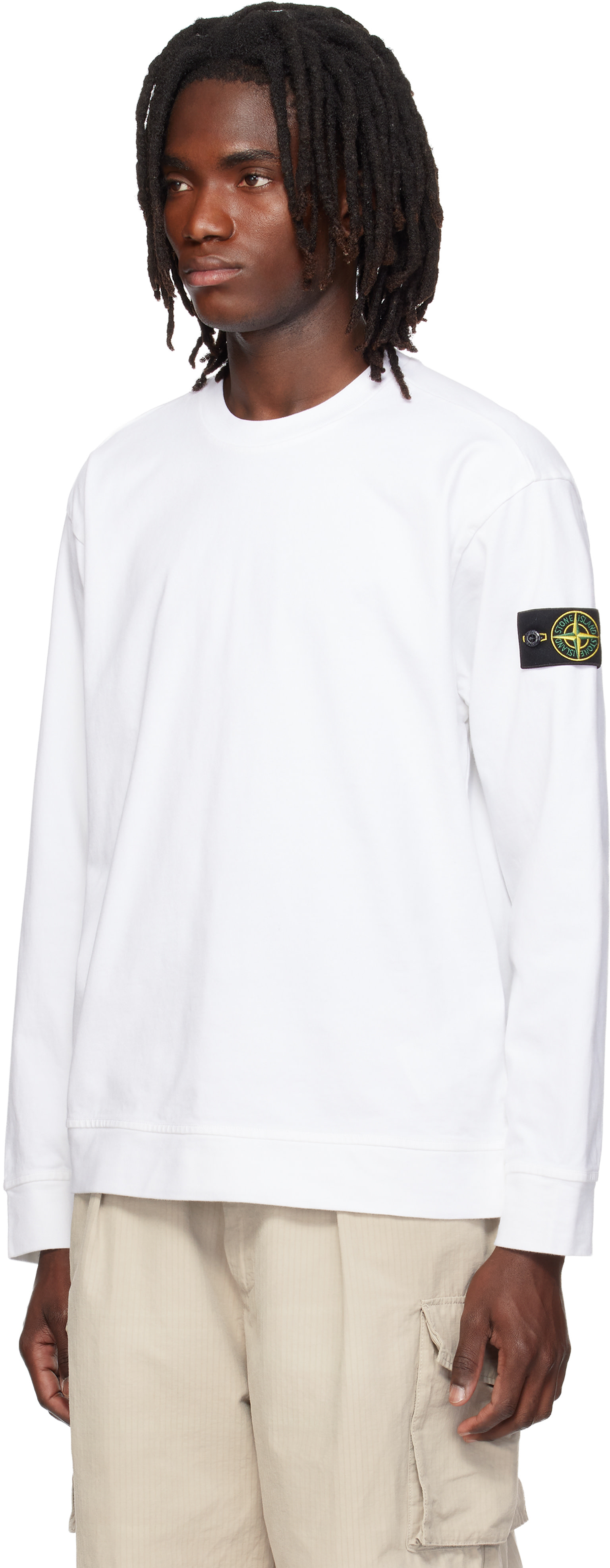 ヒデユキ　STONE  ホワイト トレーナー Stone Island: White 6100057 Heavy Organic Cotton Sweatshirt