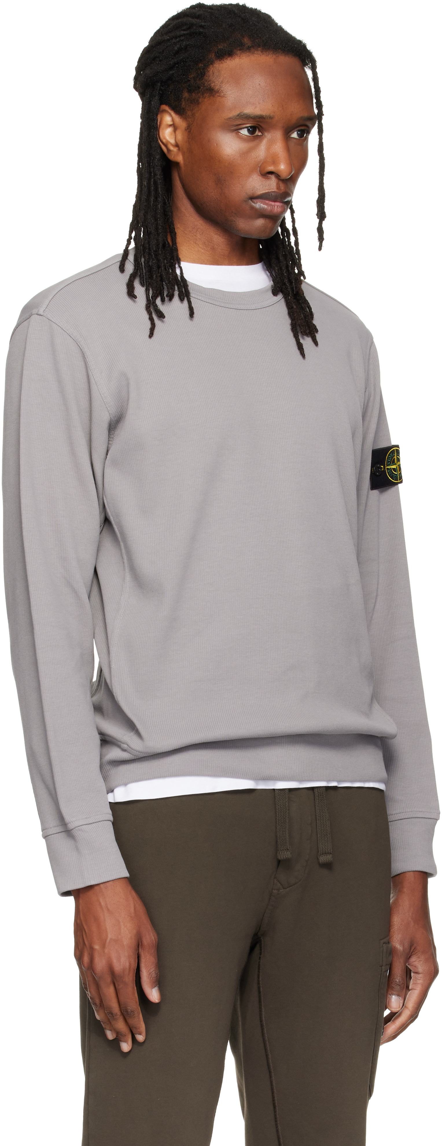 STONE  22ss スウェット ネイビーグレー XL Stone Island: グレー 6100017 Organic Cotton Interlock スウェット