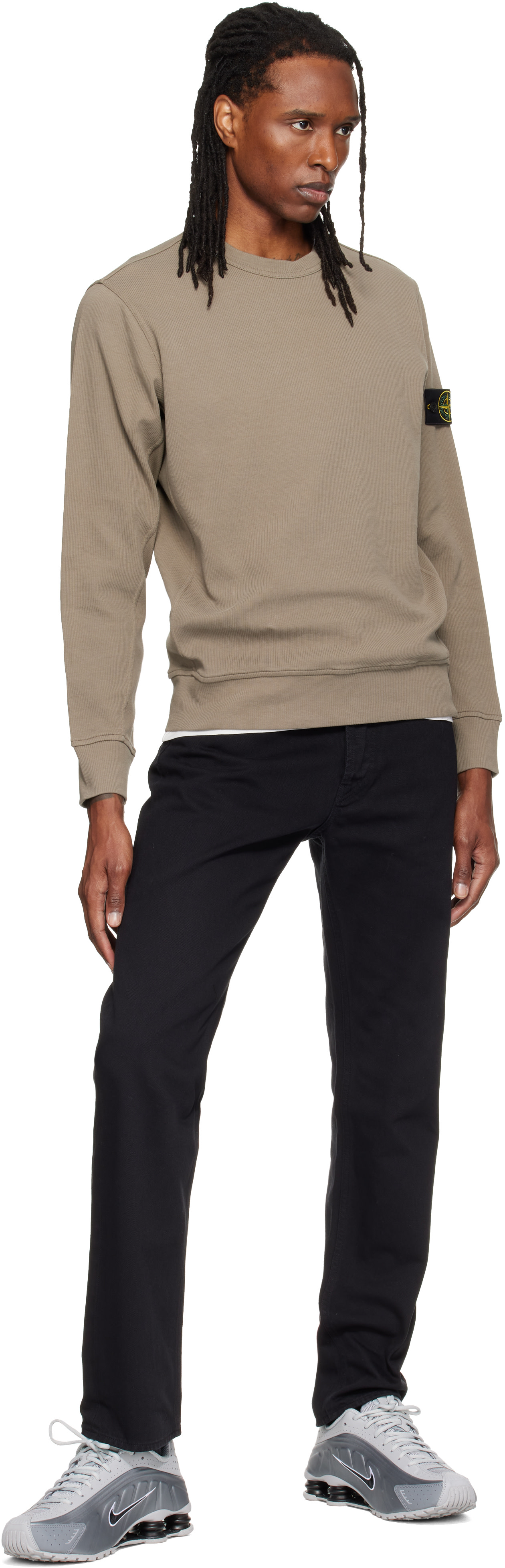 Stone Island - Pull molletonné 6100017 kaki en coton bio