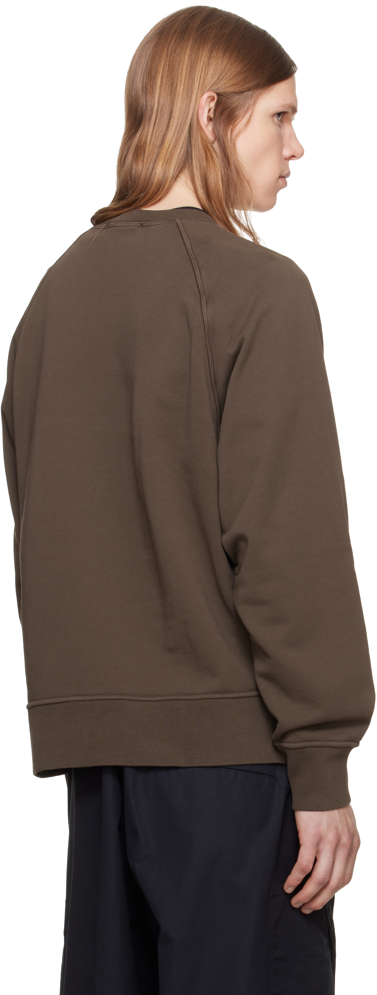 Stone Island - Pull molletonné brun en molleton de coton bio
