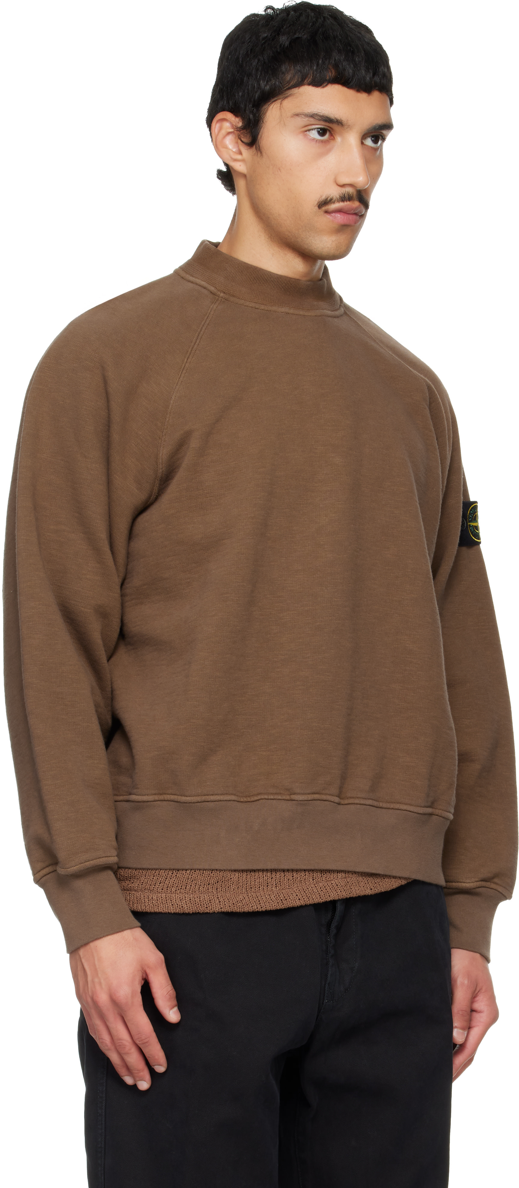 Stone Island - Pull molletonné 6100053 brun en molleton de coton