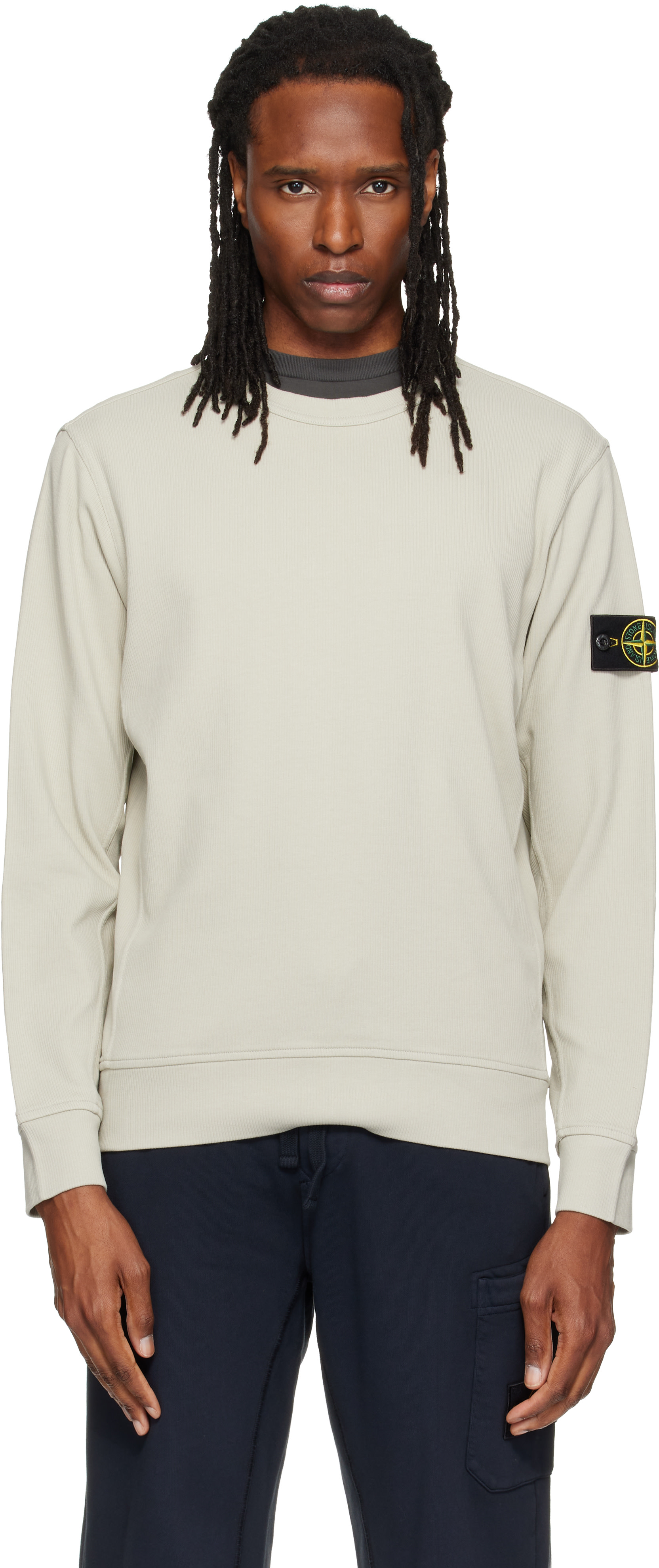 Stone Island - Pull molletonné 6100017 vert en coton bio