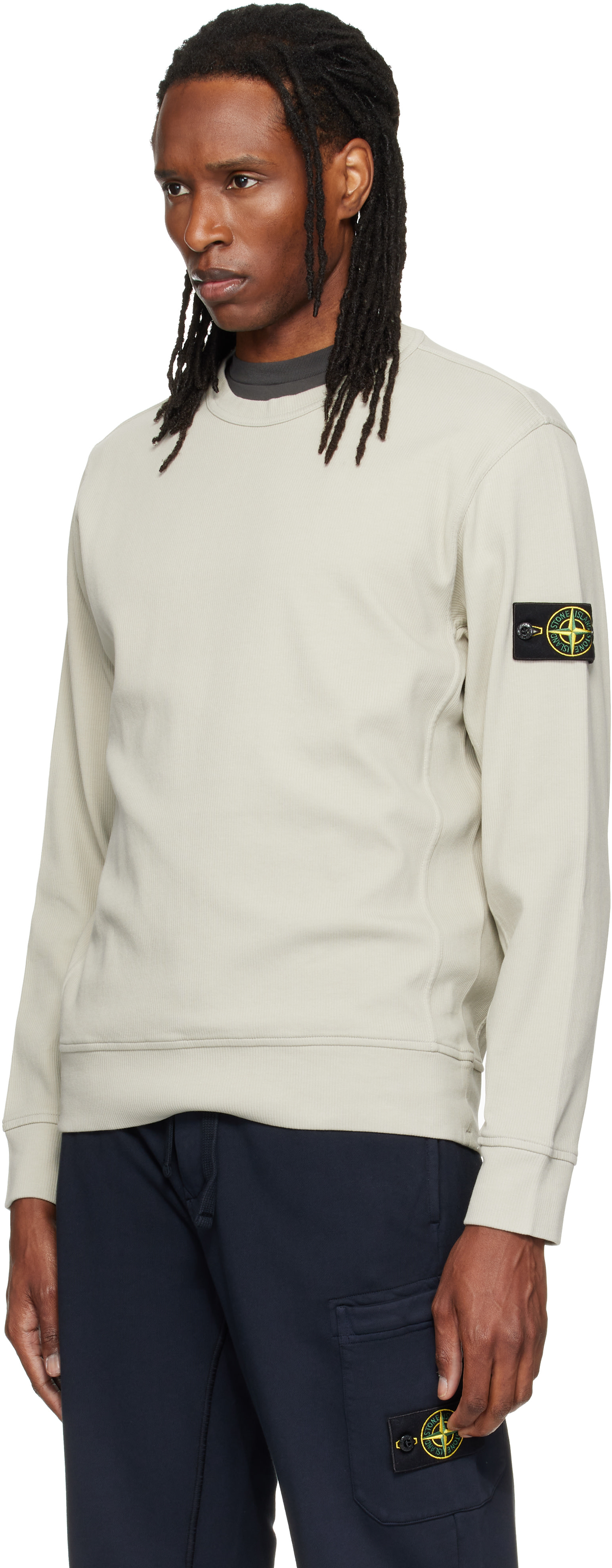Stone Island - Pull molletonné 6100017 vert en coton bio