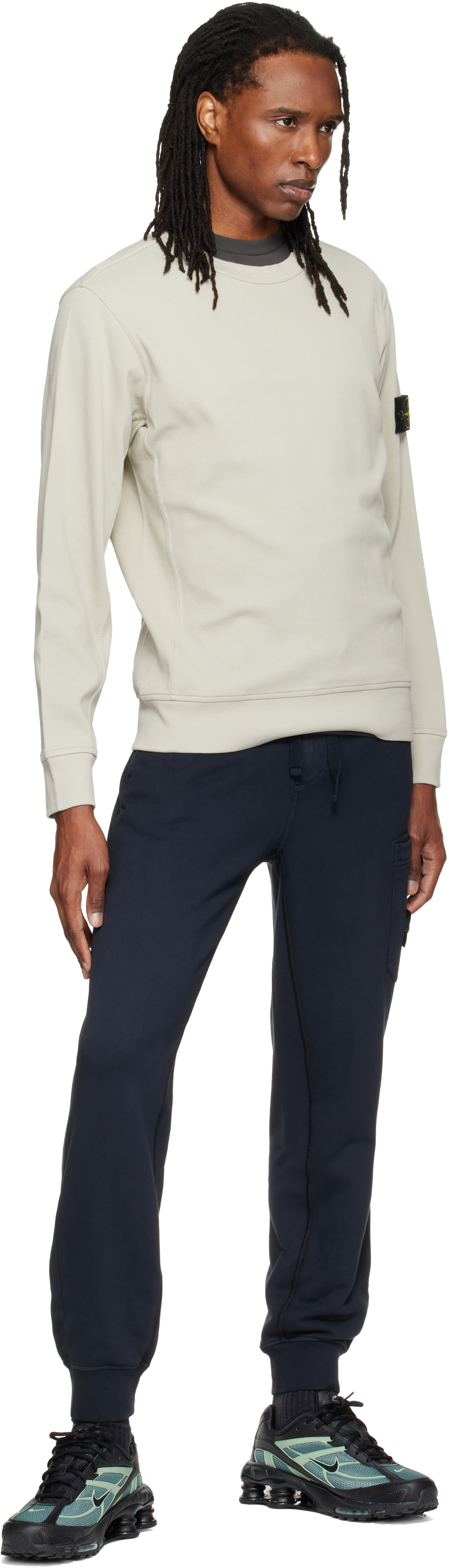 Stone Island - Pull molletonné 6100017 vert en coton bio