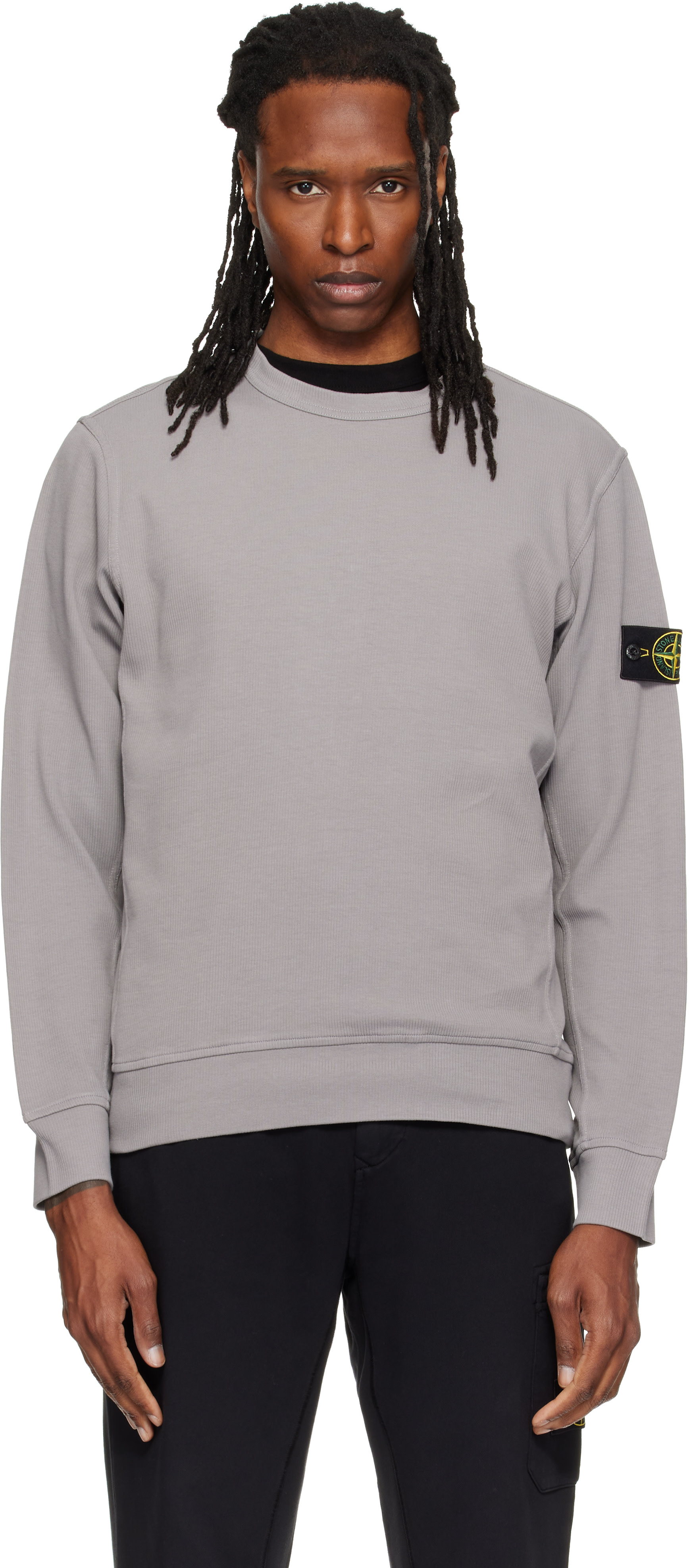Stone Island - Pull molletonné 6100017 gris en coton bio