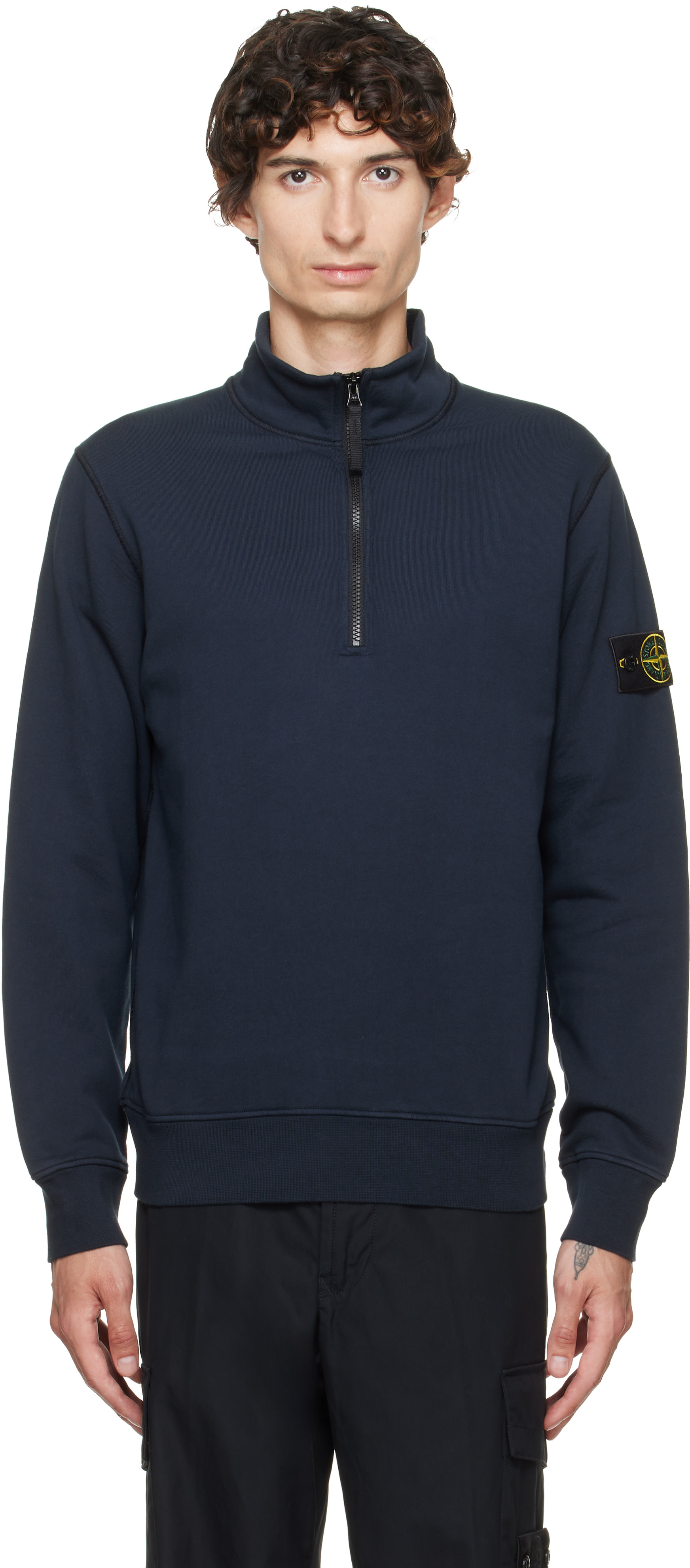 Stone Island: ネイビー 6100070 Organic Cotton Fleece スウェット