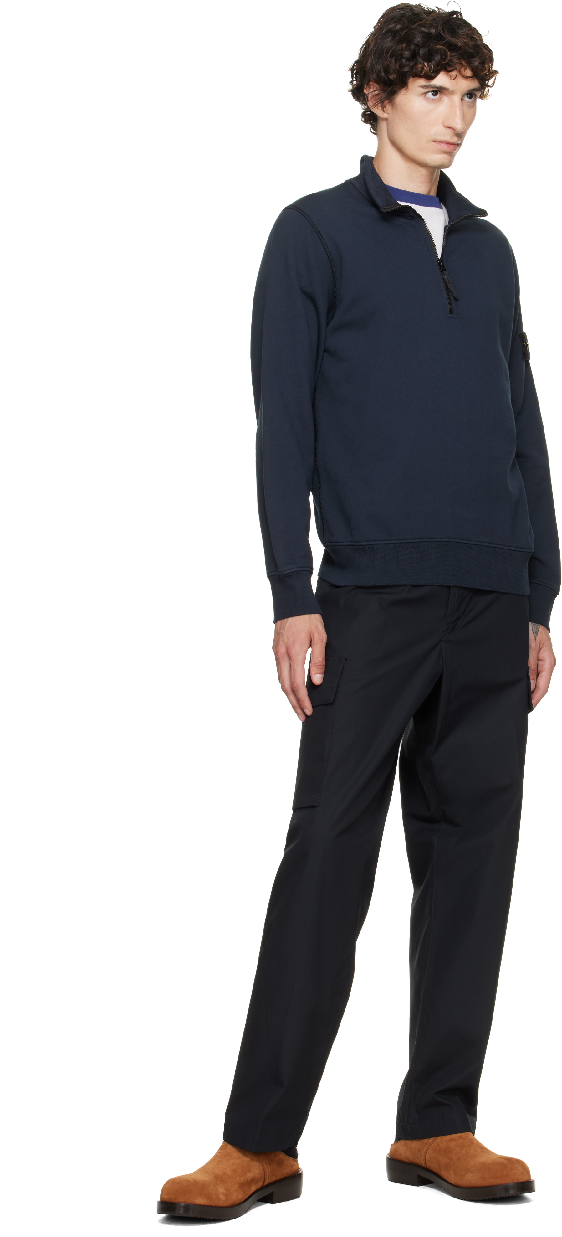 Stone Island: Navy 6100070 Organic Cotton Fleece Sweatshirt | SSENSE