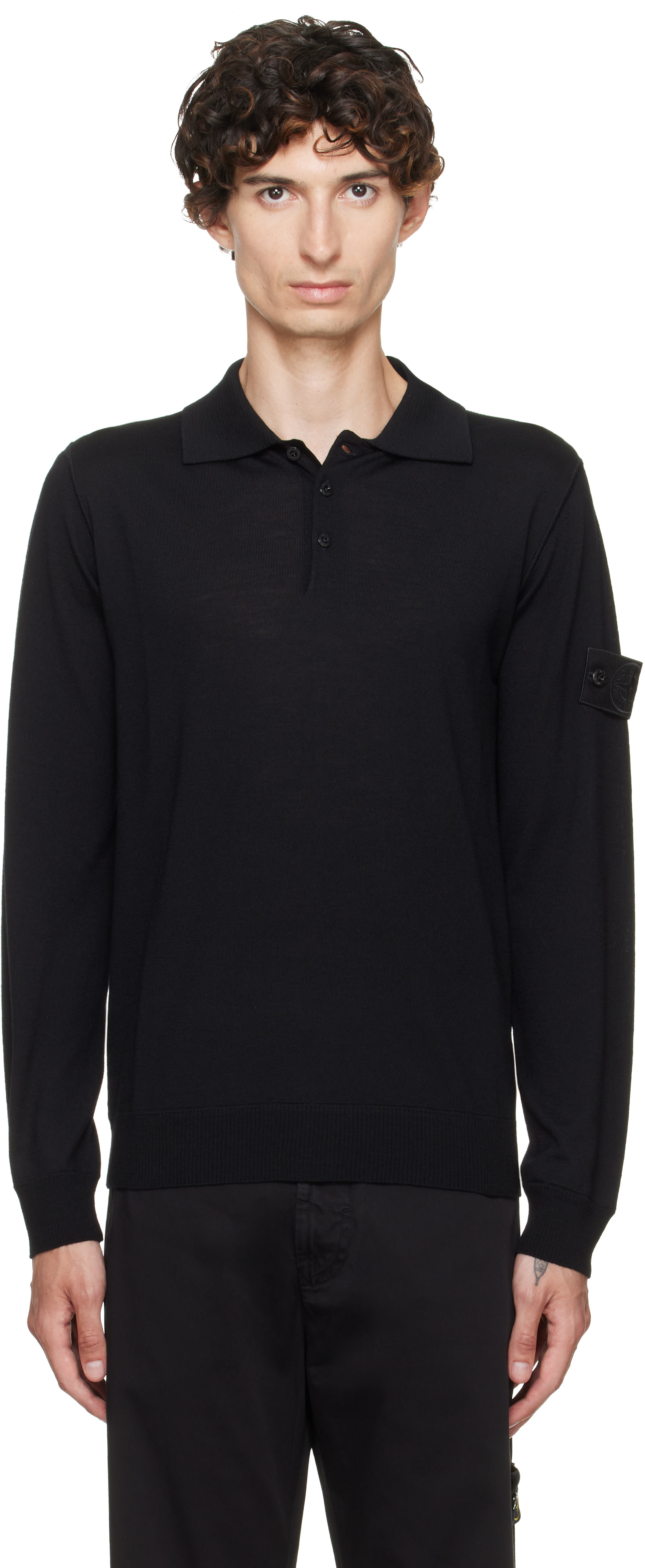 Stone Island: ブラック 5100076 Light Pure RWS Wool_S.I. Ghost
