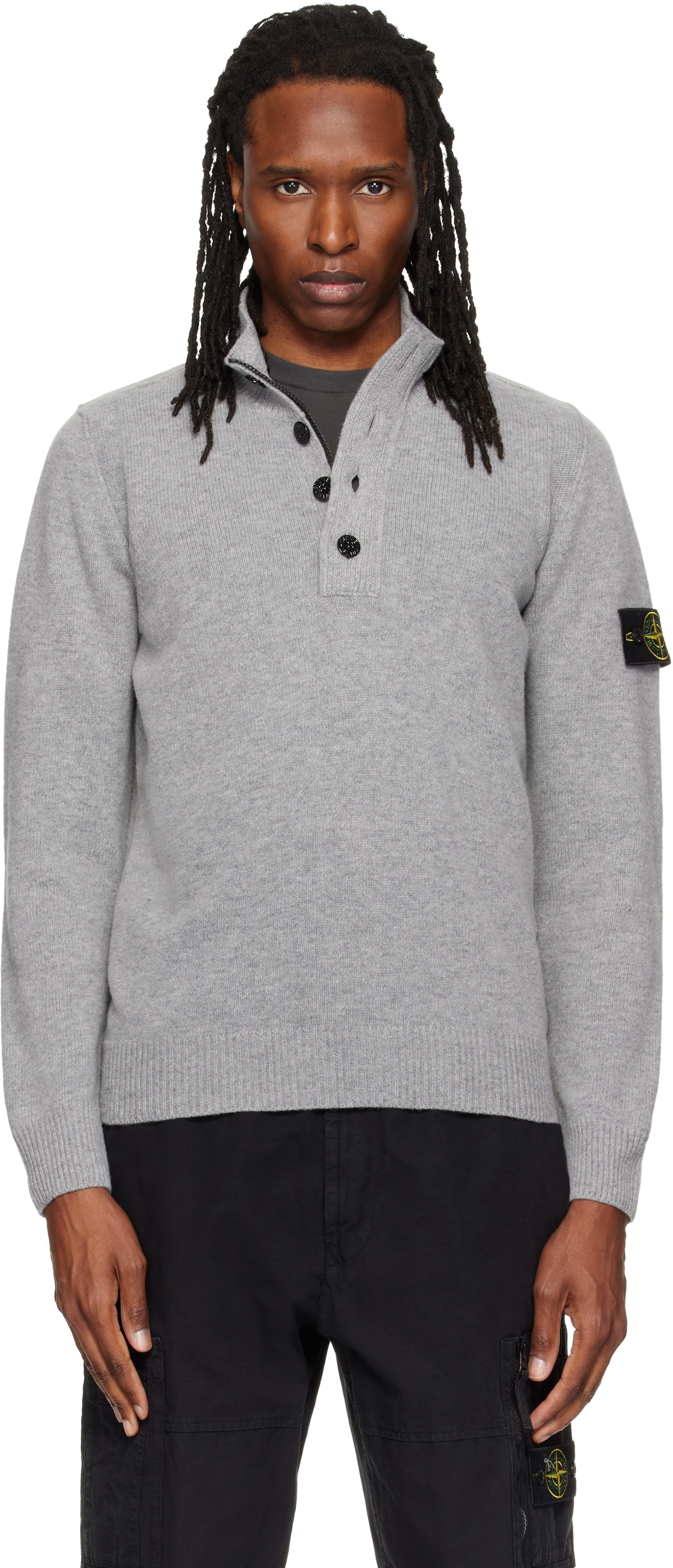 Stone Island - 그레이 5100040 램스 울 폴로 셔츠