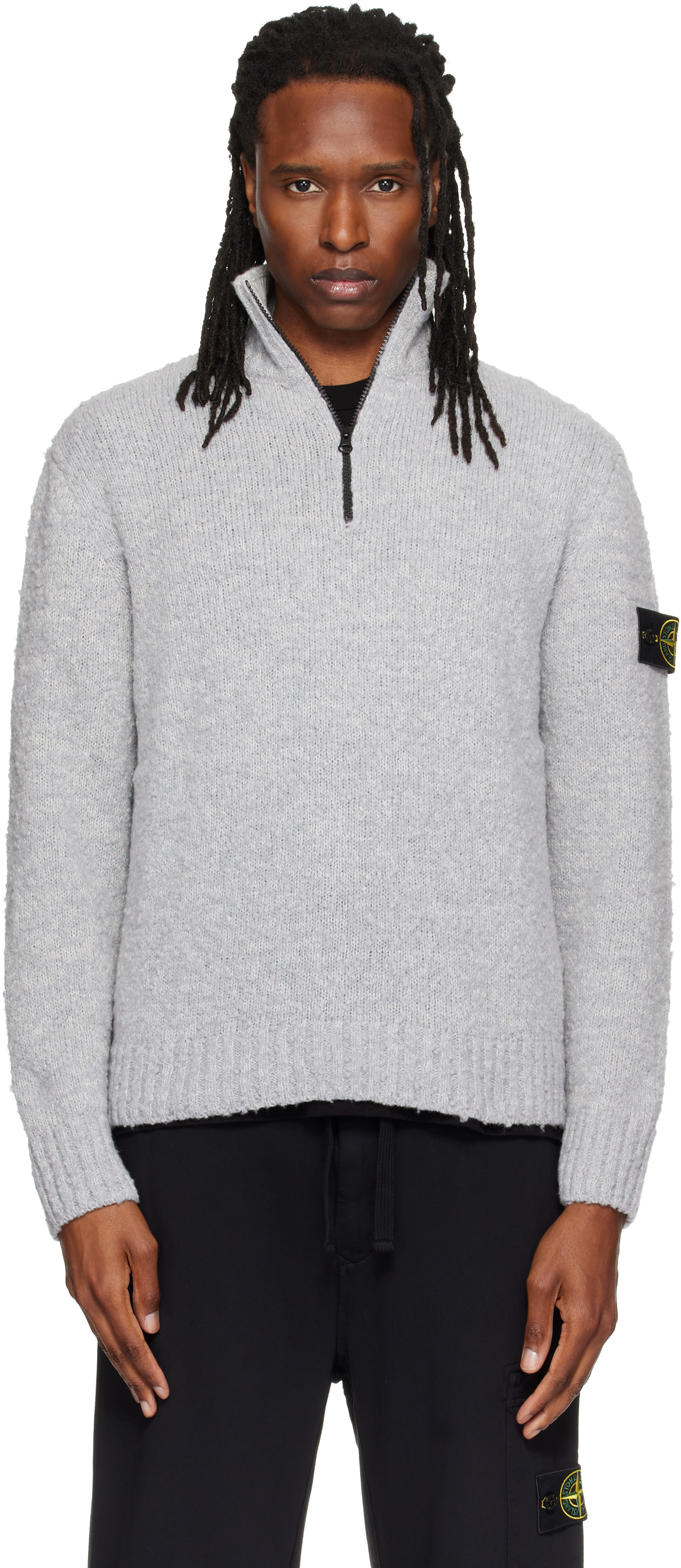 ブルゾン STONE  Stone Island: Gray 5100032 Speckled Wool Nylon Jacket | SSENSE