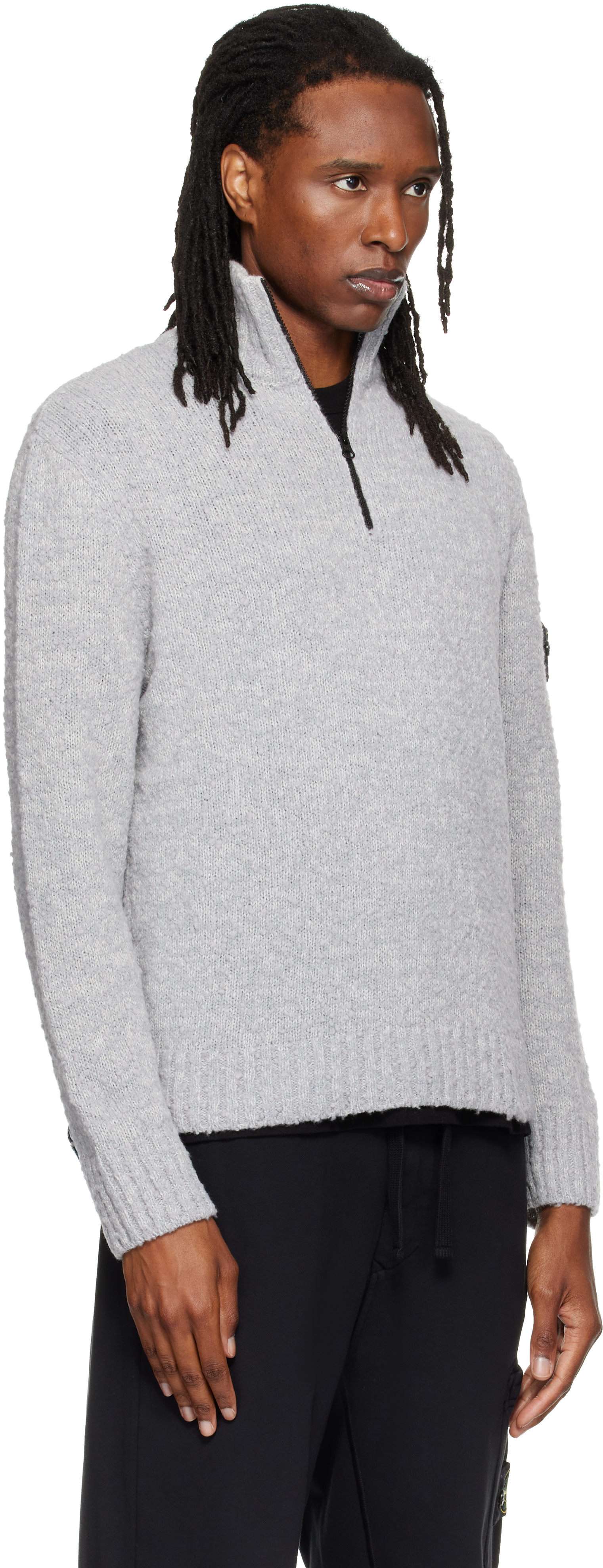 Stone Island - 그레이 5100032 스페클 울 나일론 스웨터
