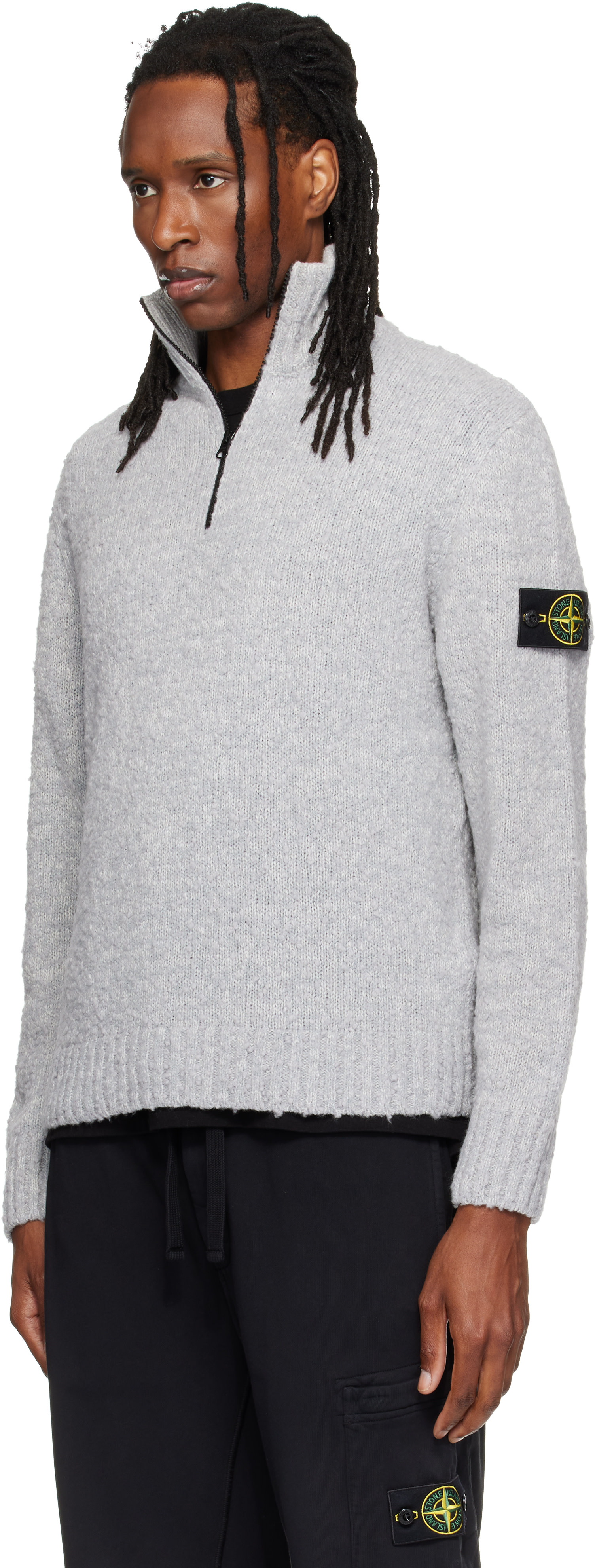 Stone Island - 그레이 5100032 스페클 울 나일론 스웨터
