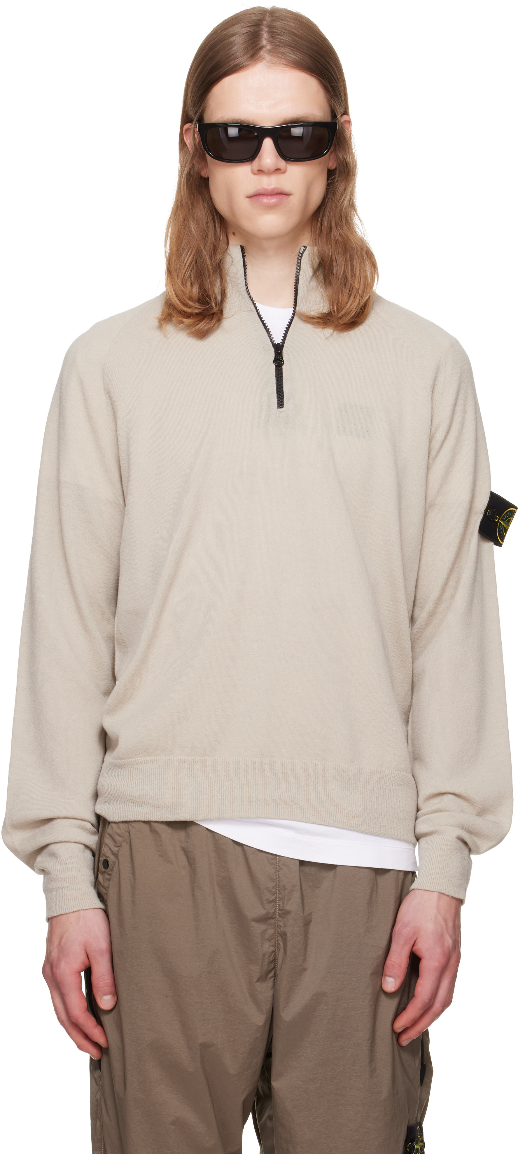 Stone Island: Beige 5100008 RWS Wool Polo Sweater | SSENSE Canada