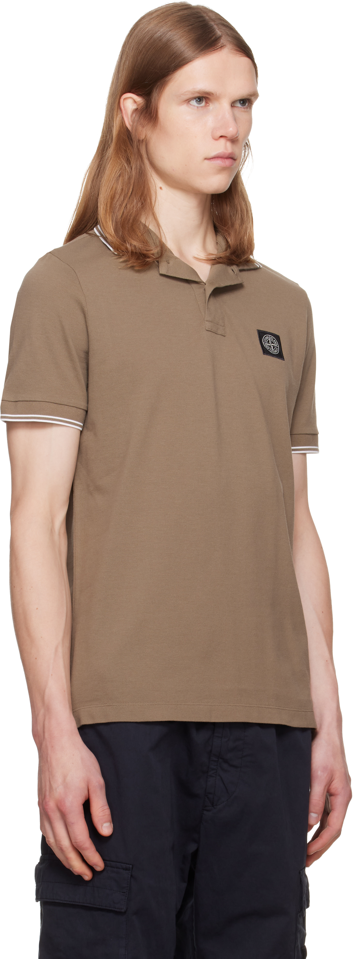 Stone Island: カーキ 2200010 Organic Cotton Piqué ポロシャツ