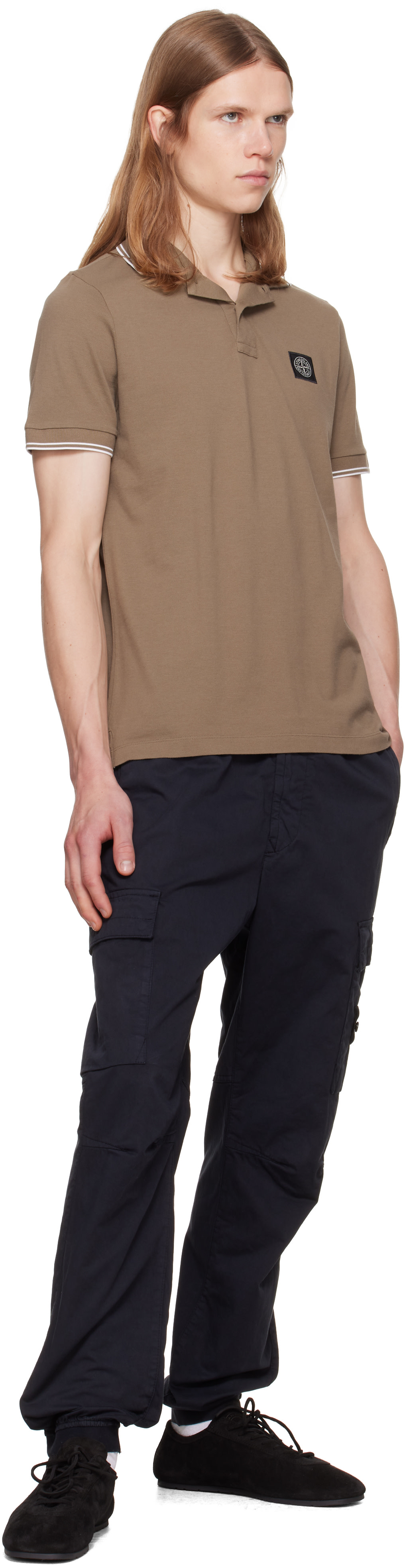 Stone Island: カーキ 2200010 Organic Cotton Piqué ポロシャツ