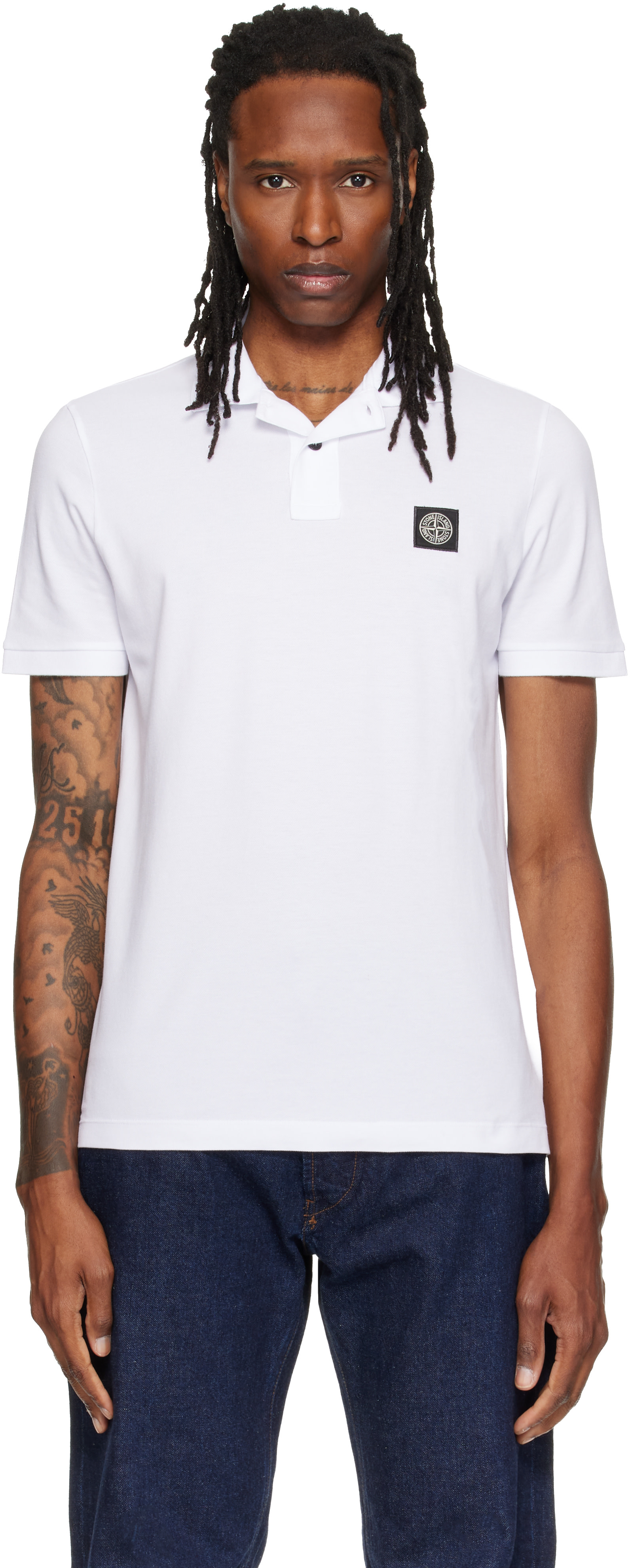 Stone Island: ホワイト 2200008 オーガニックコットン ピケ