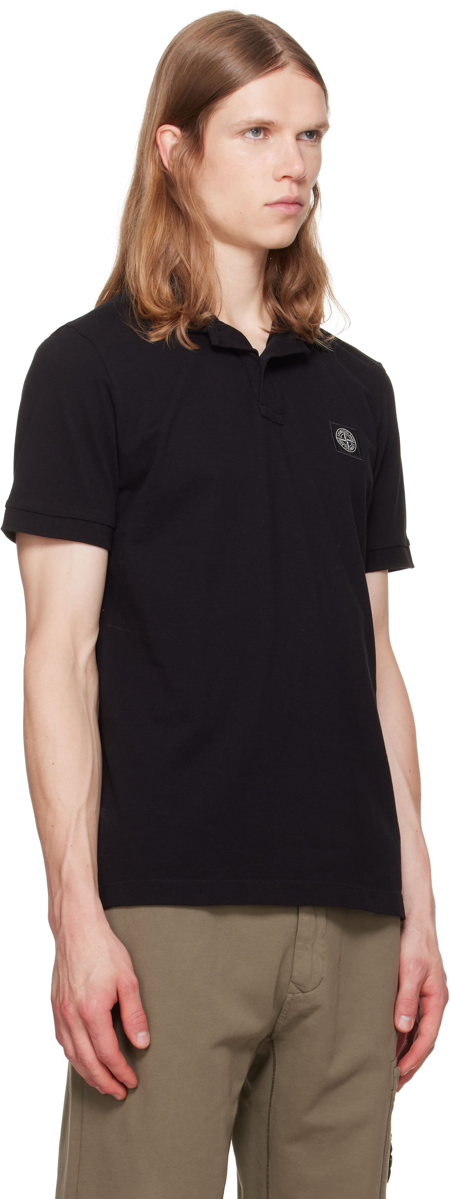 Stone Island: Black 2200008 Organic Cotton Piqué Stretch Polo | SSENSE