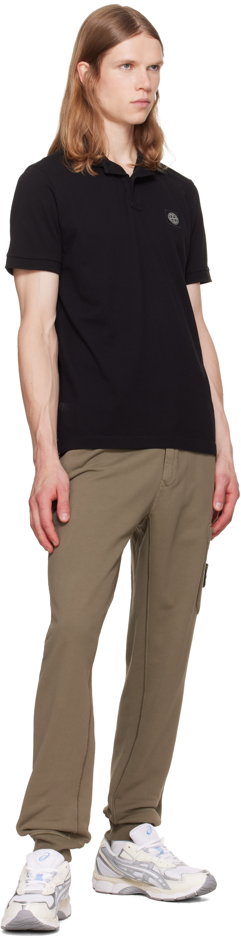 Stone Island: Black 2200008 Organic Cotton Piqué Stretch Polo | SSENSE
