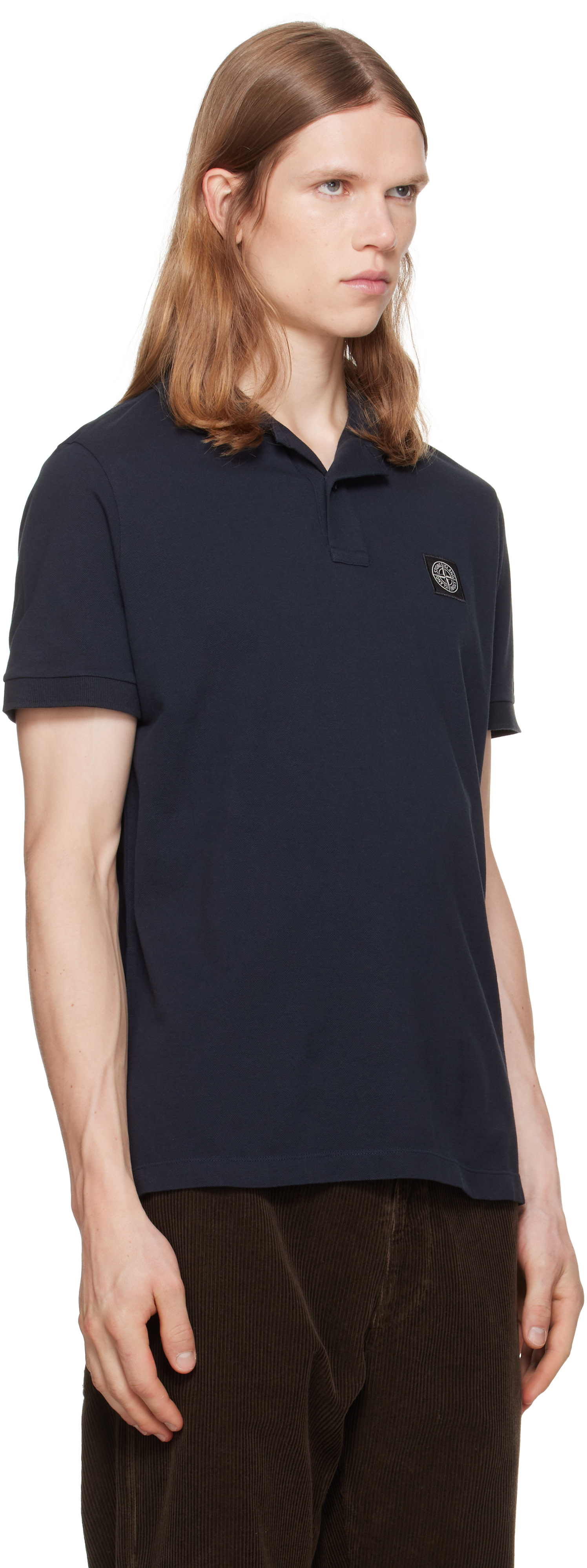 Stone Island: ネイビー 2200008 Organic Cotton Piqué Stretch