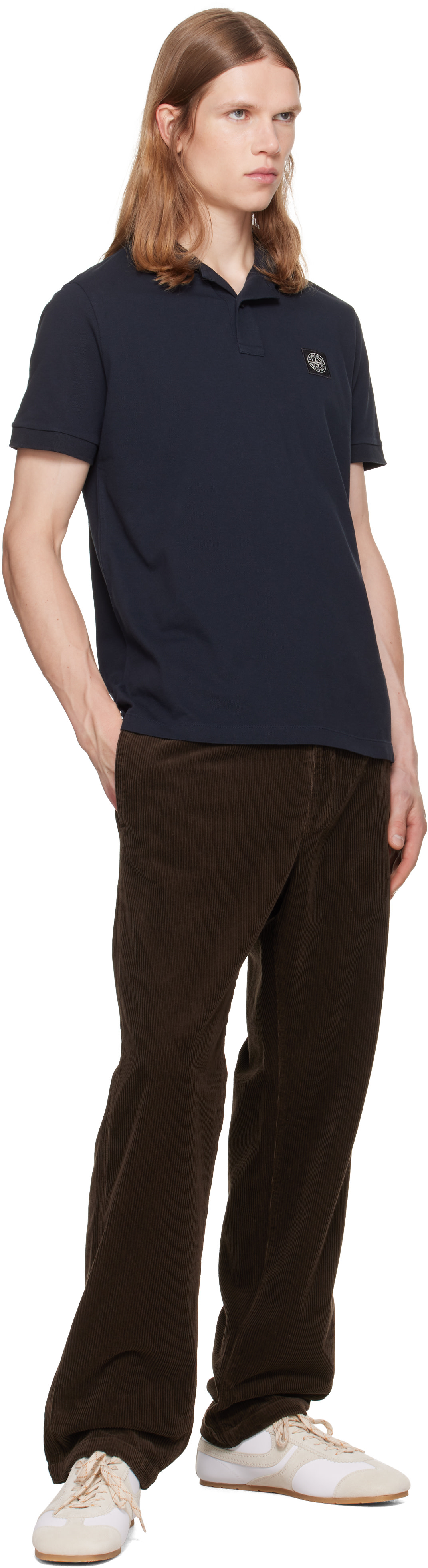 Stone Island: ネイビー 2200008 Organic Cotton Piqué Stretch