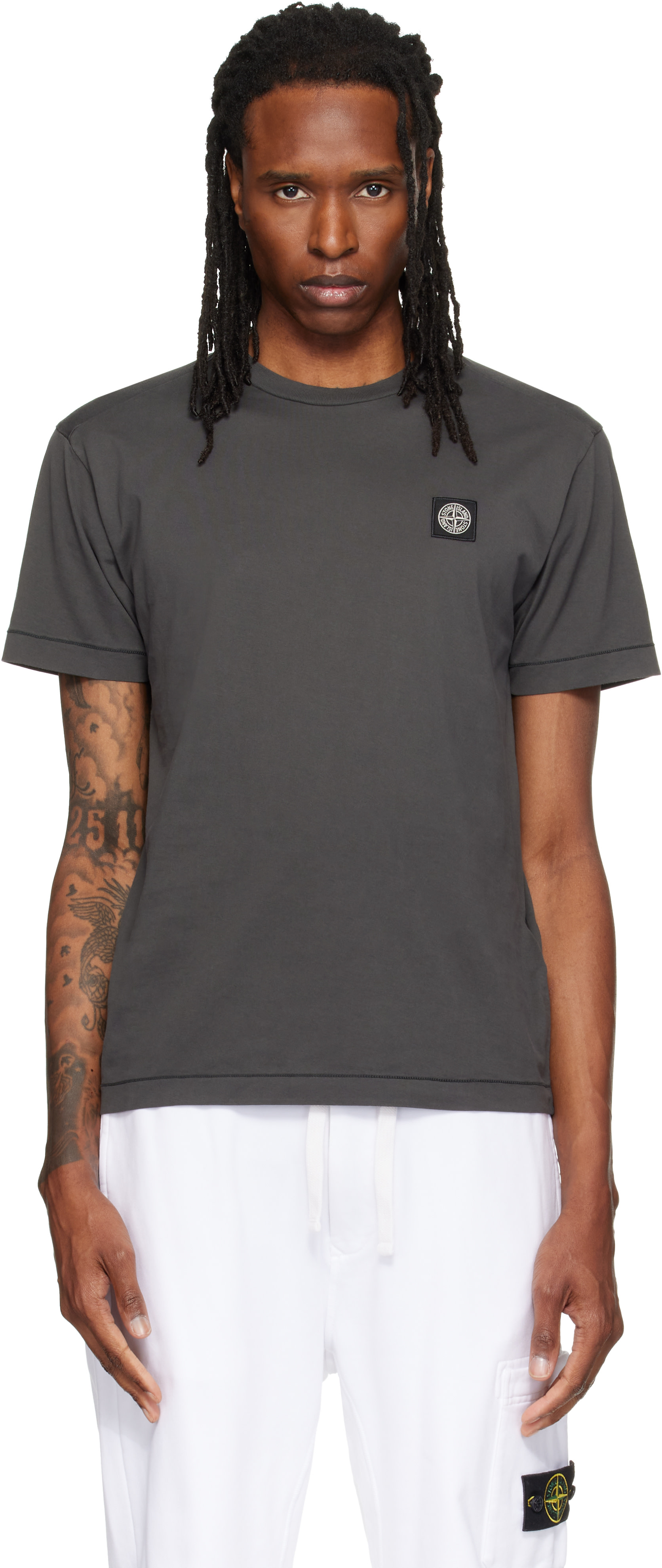 Stone Island: Gray 2100027 60/2 Cotton Jersey T-shirt | SSENSE Canada