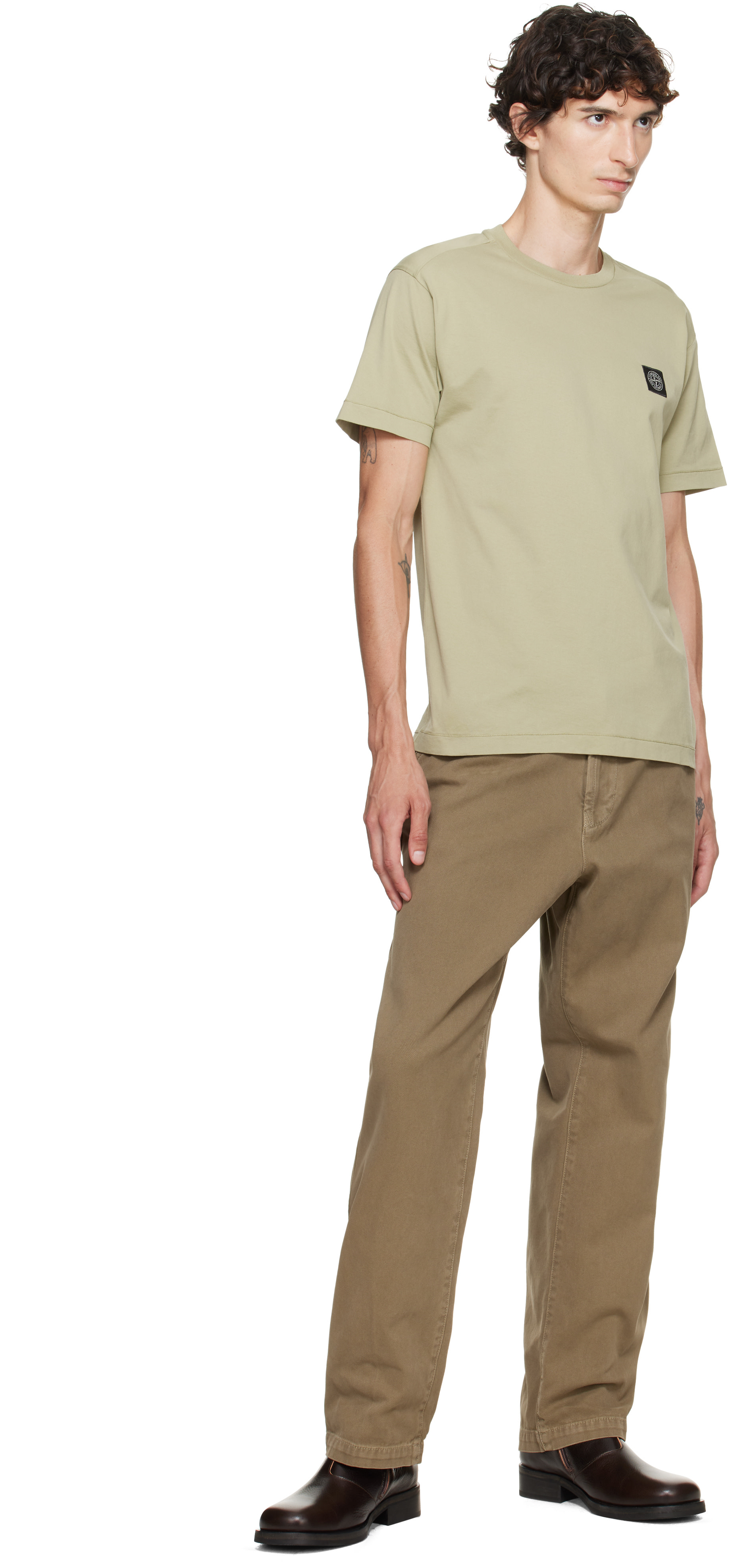 Stone Island: グリーン 2100027 60/2 Cotton Jersey Tシャツ | SSENSE