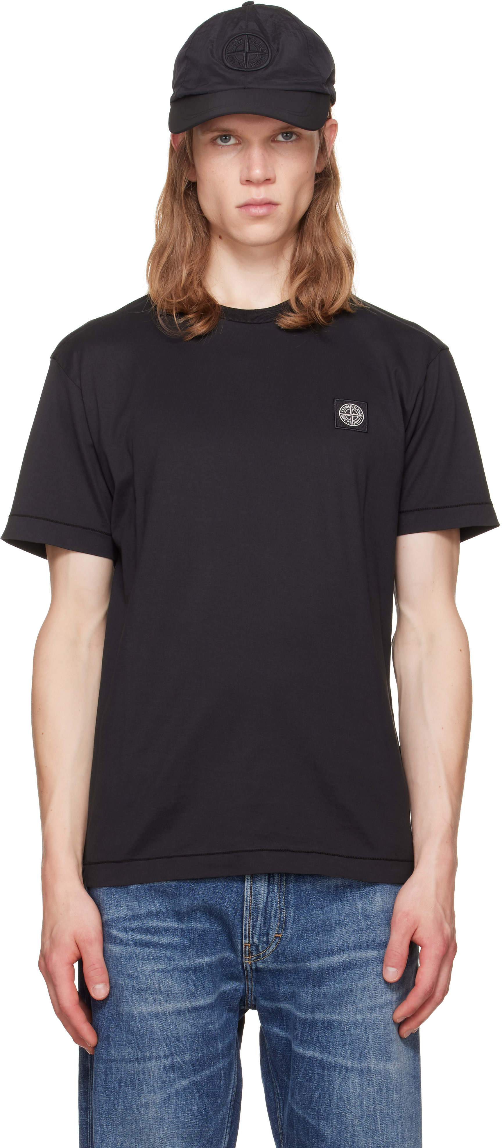 Stone Island: ブラック 2100027 60/2 Cotton Jersey Tシャツ | SSENSE