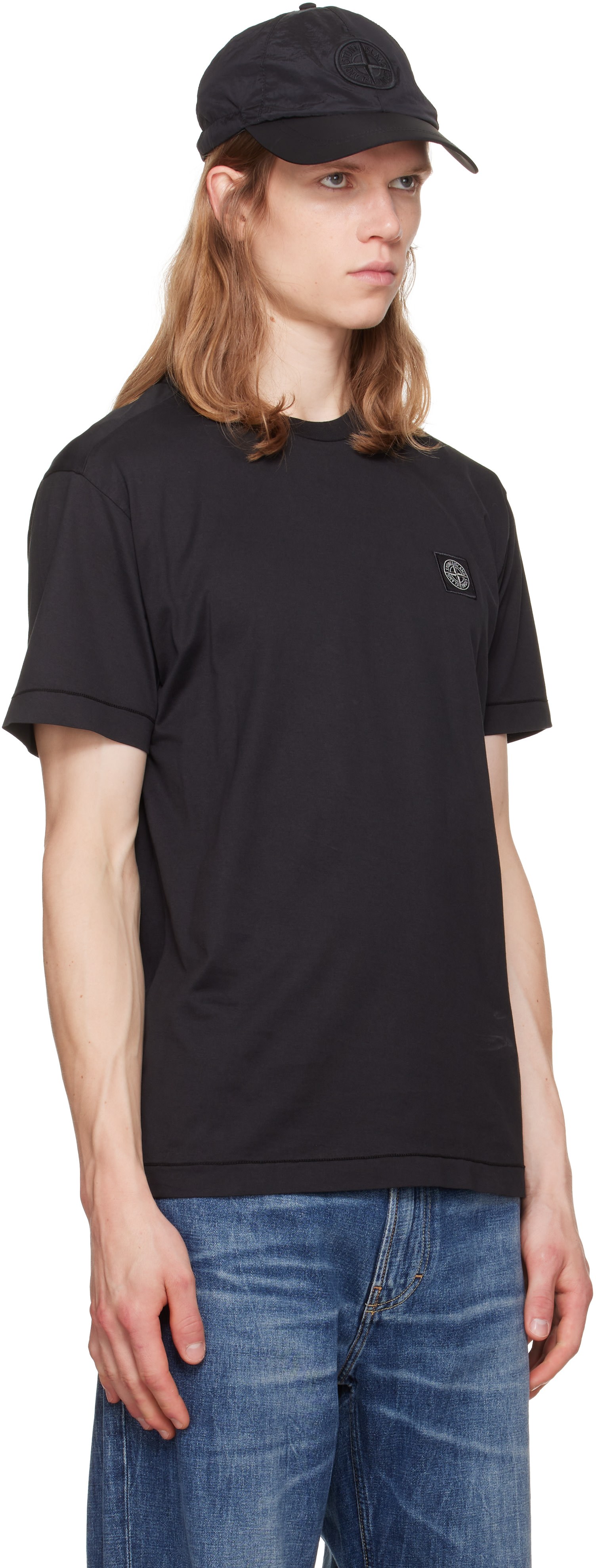 Stone Island: ブラック 2100027 60/2 Cotton Jersey Tシャツ | SSENSE