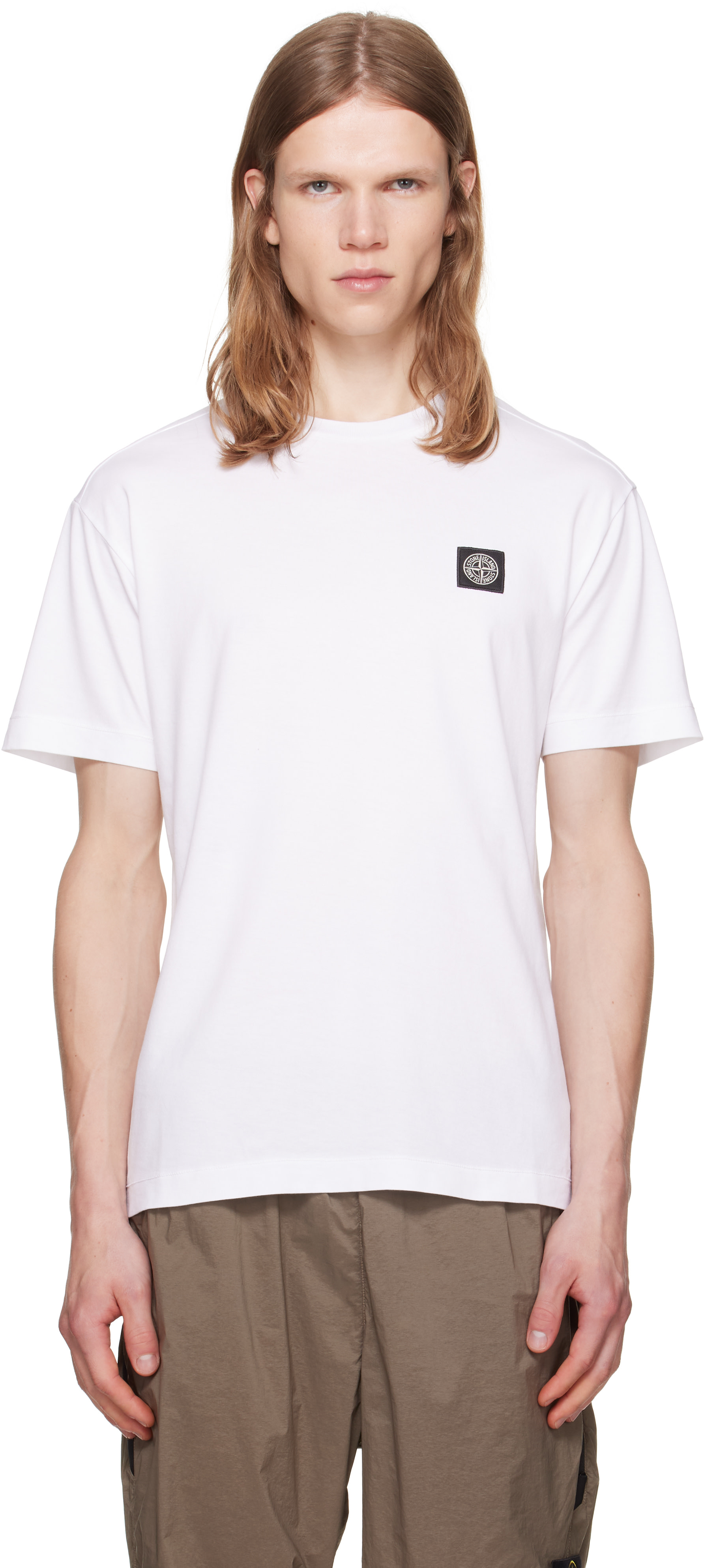 STONE  Tシャツ ホワイト Stone Island: White 2100027 60/2 Cotton Jersey T-shirt | SSENSE Canada