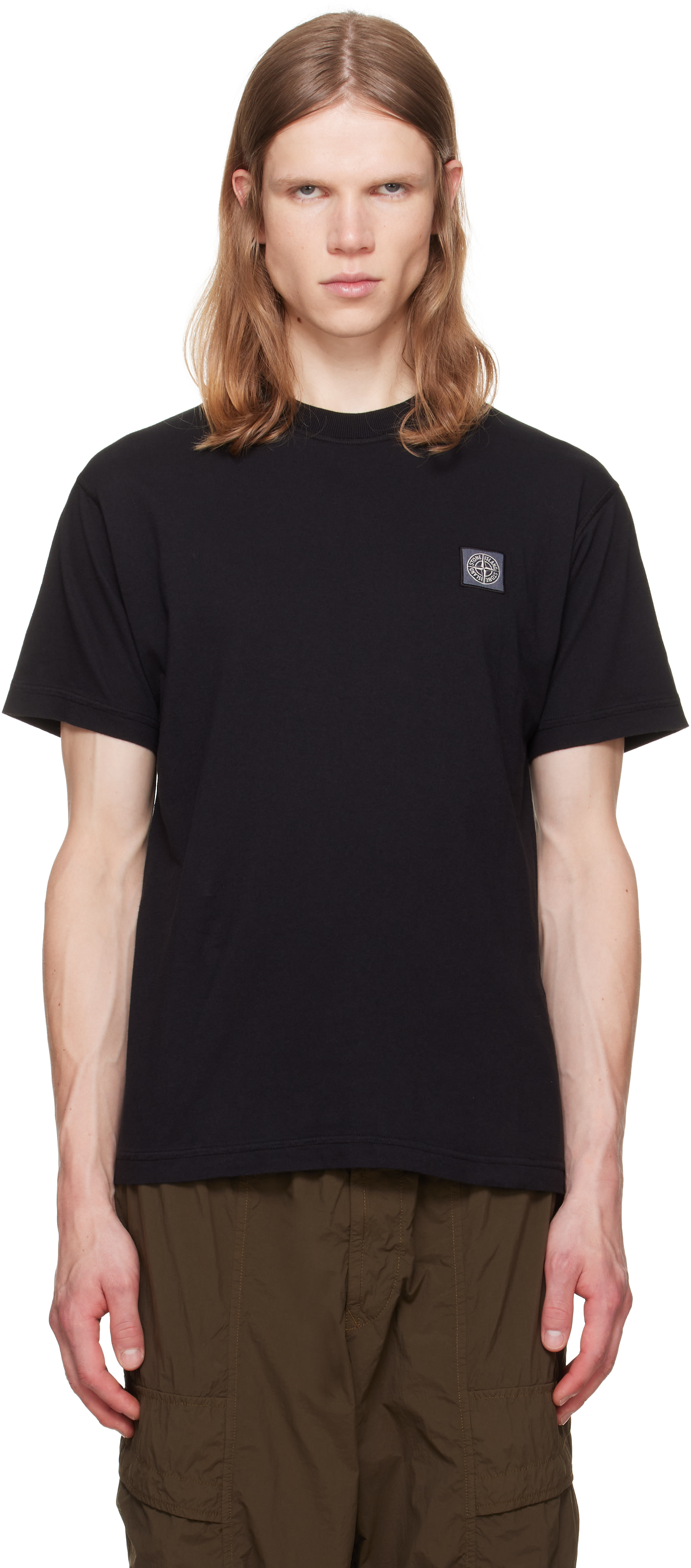 Stone Island: Black 2100026 Organic Cotton 'Fissato' T-shirt | SSENSE