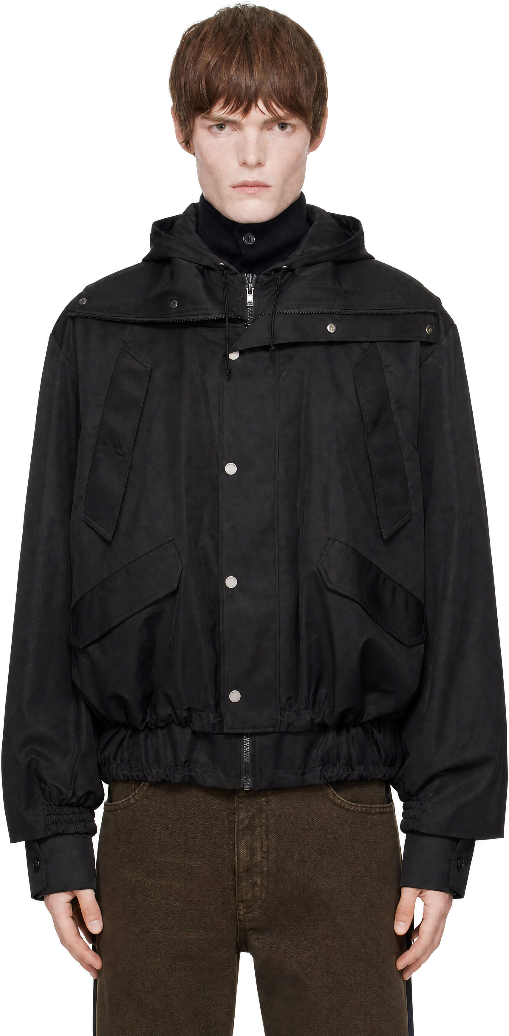 EGONlab - Black Hooded Layered Track Jacket