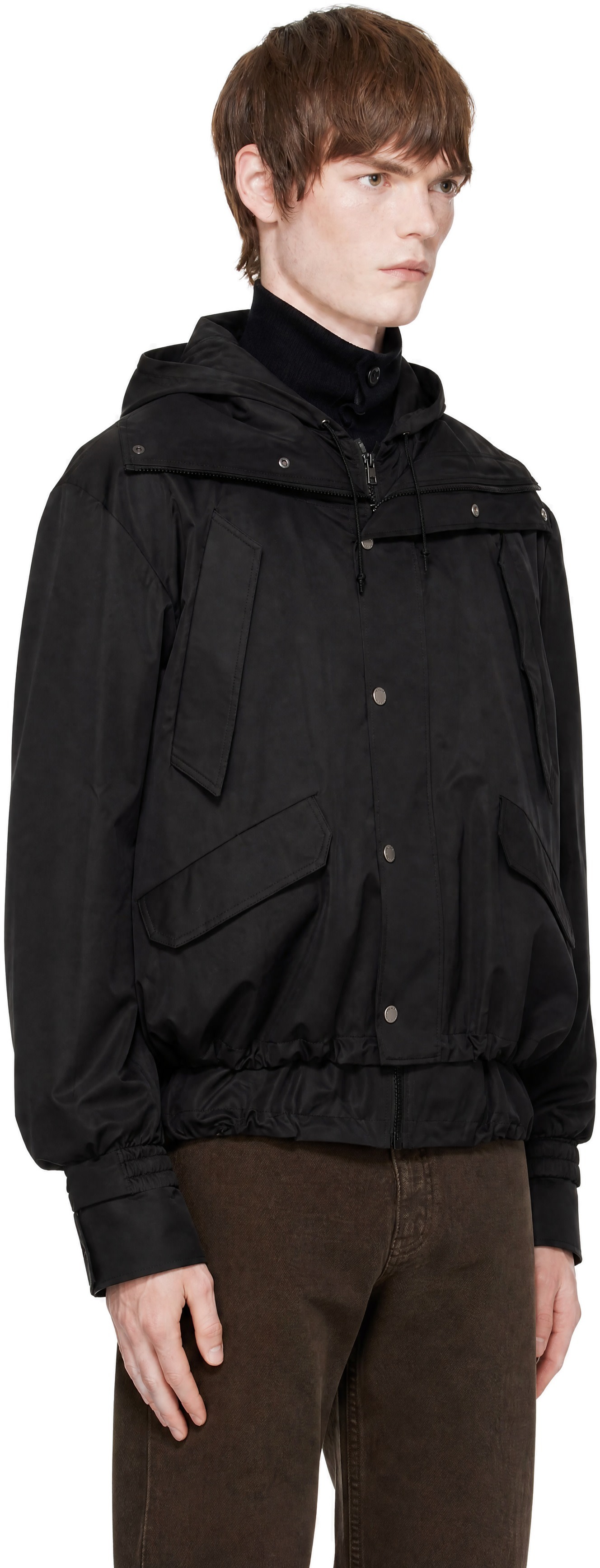 EGONlab - 黑色 Hooded Layered Track 夹克