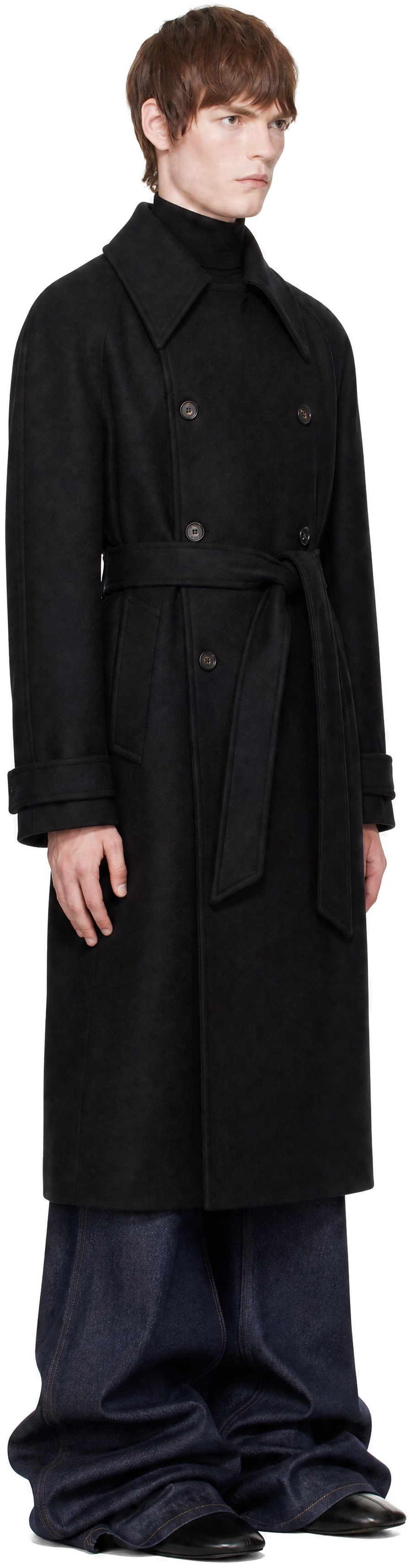 ジャケット・アウター Egon lab 22aw super long coat EGONlab: Black Structured Coat | SSENSE