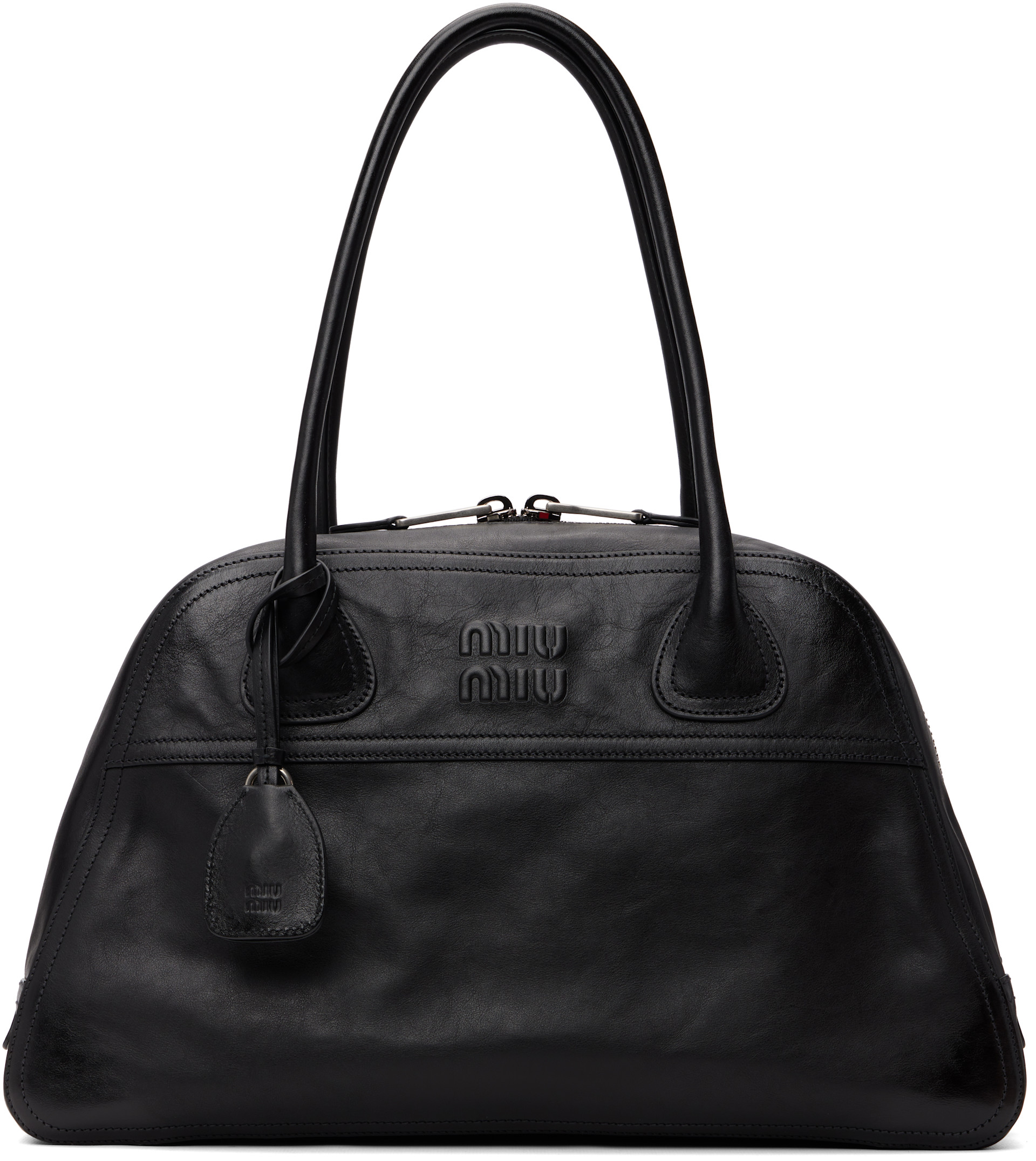 Miu Miu: Black Vivant Leather Bag | SSENSE Canada