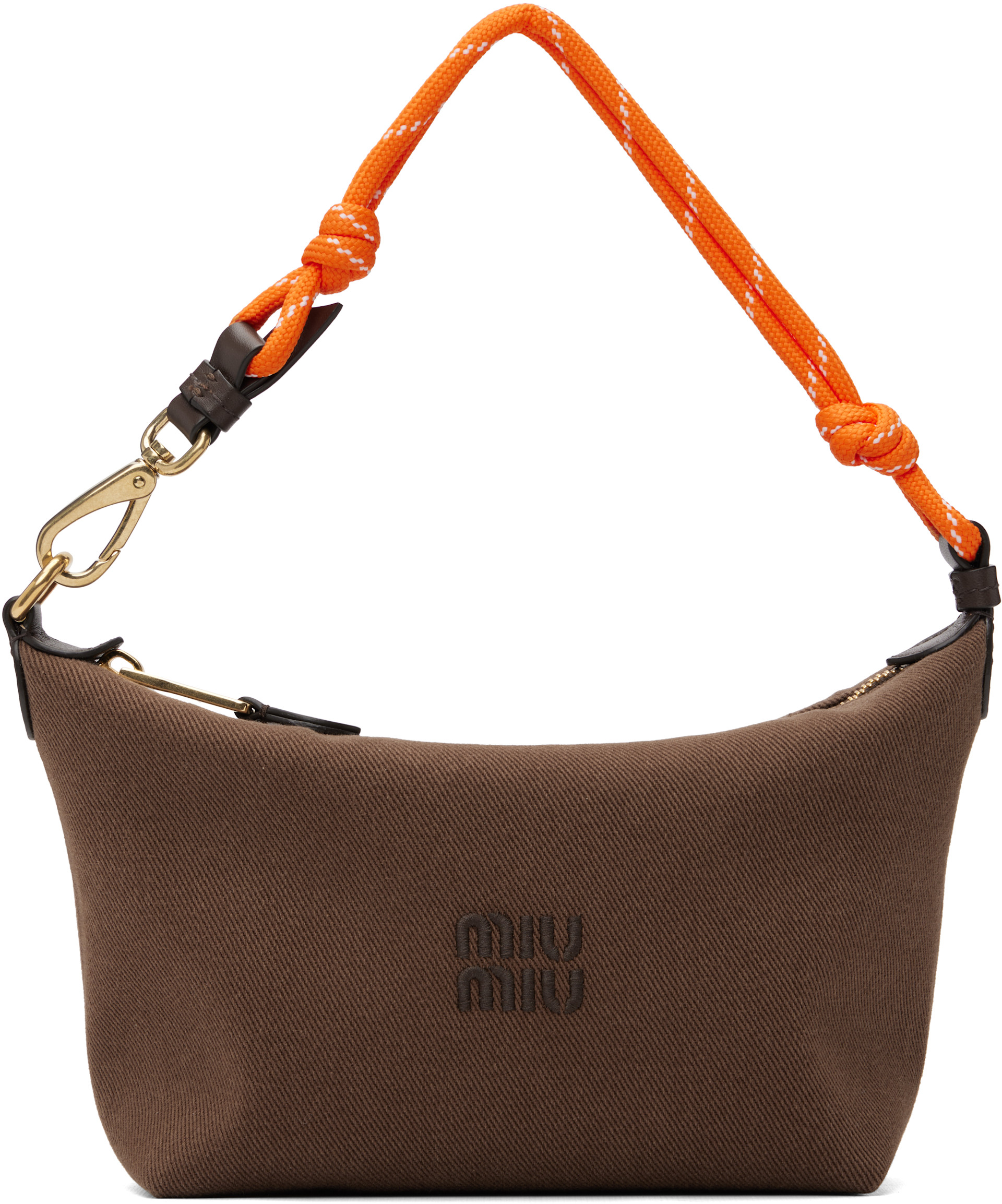 Miu Miu: Brown Gabardine Pouch | SSENSE Canada