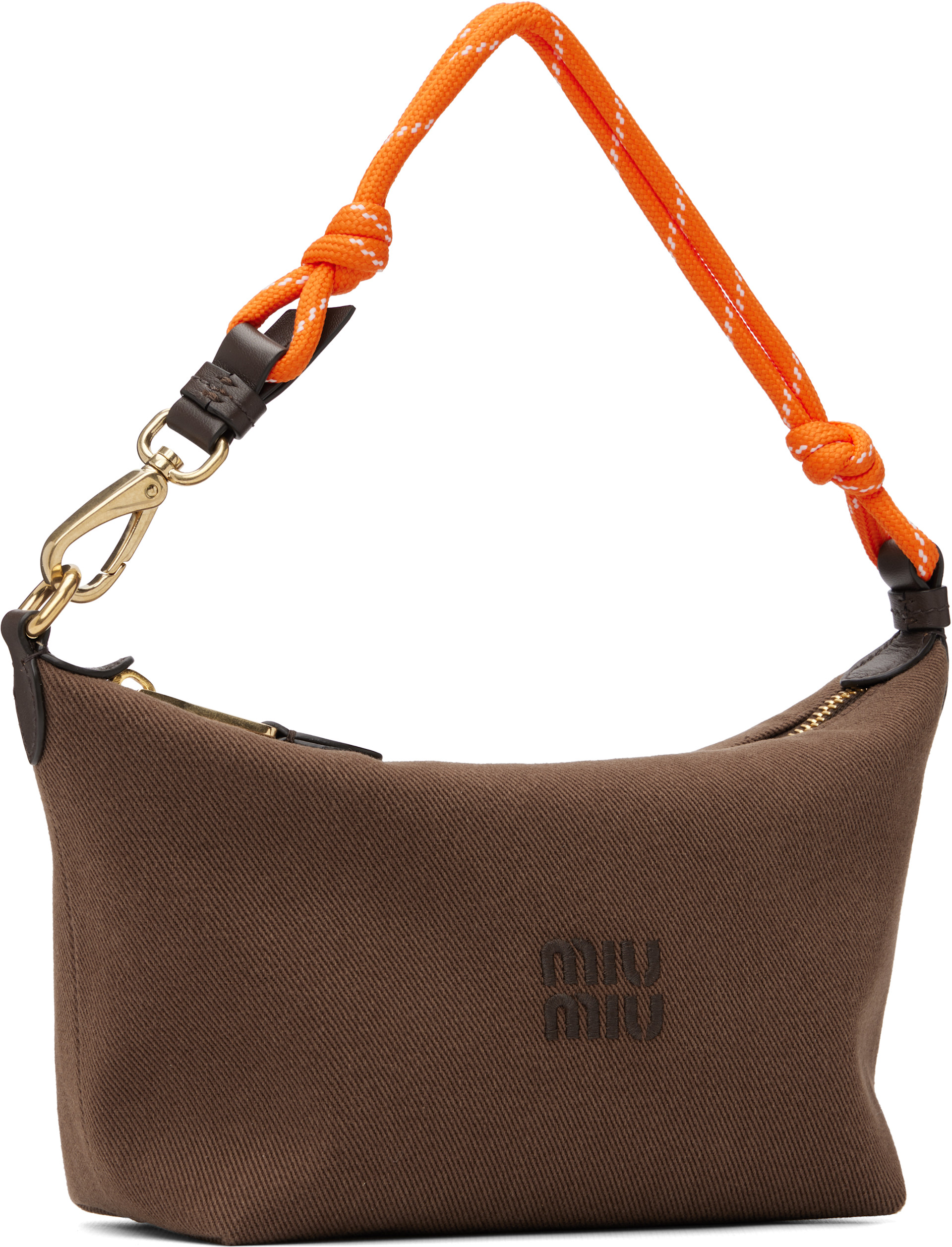 美品 MIU MIU ARCHIVE NYLON DESIGN POUCH Miu Miu: Brown Gabardine Pouch | SSENSE Canada