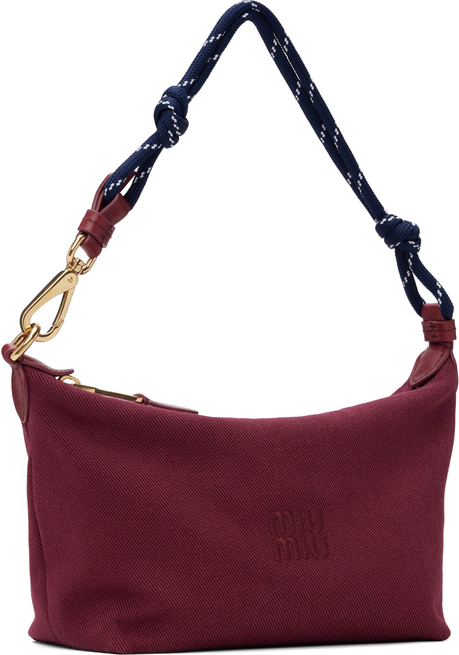 Miu Miu: Burgundy Gabardine Pouch | SSENSE Canada