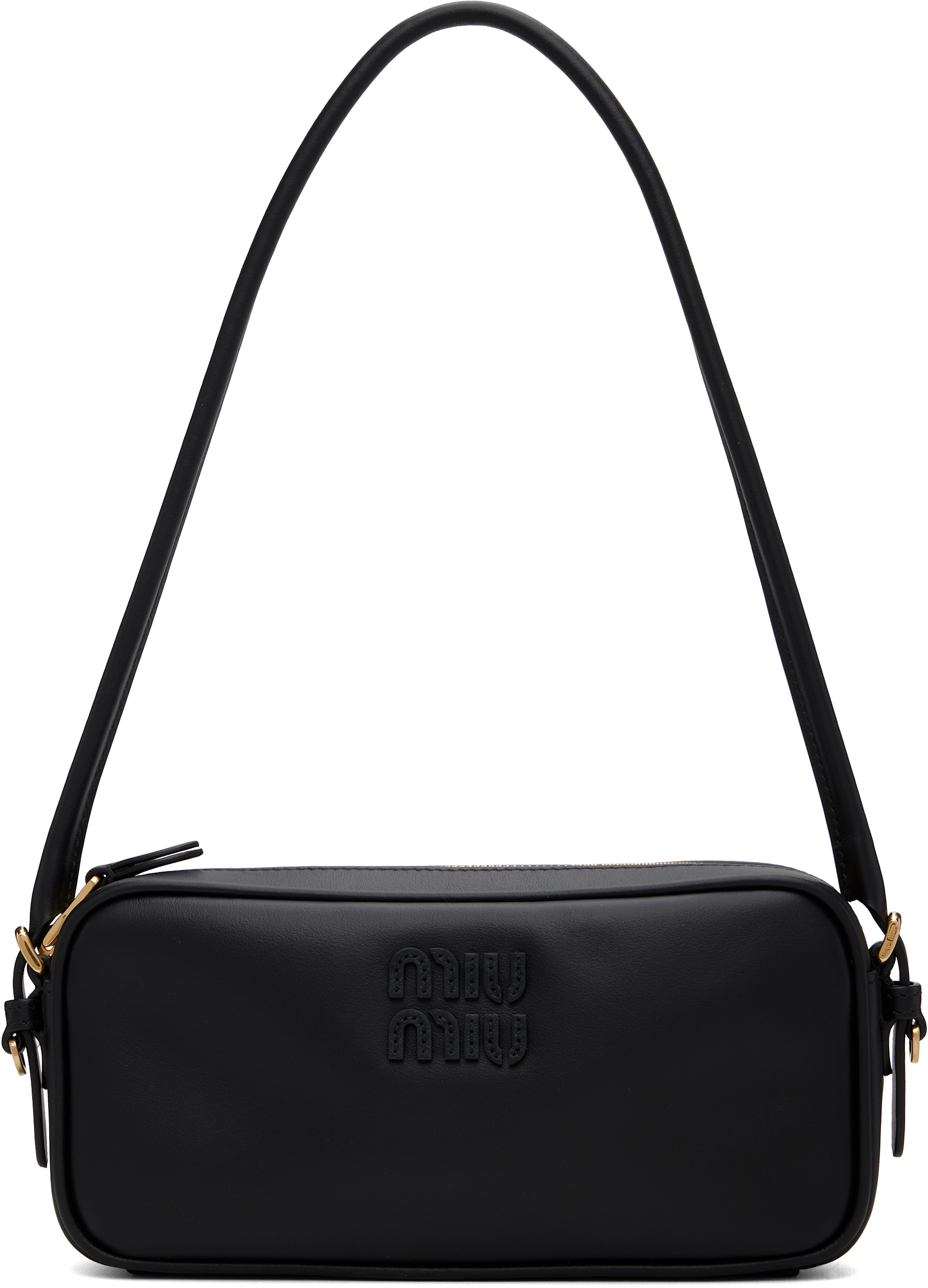 Miu Miu: Black Leather Shoulder Bag | SSENSE Canada