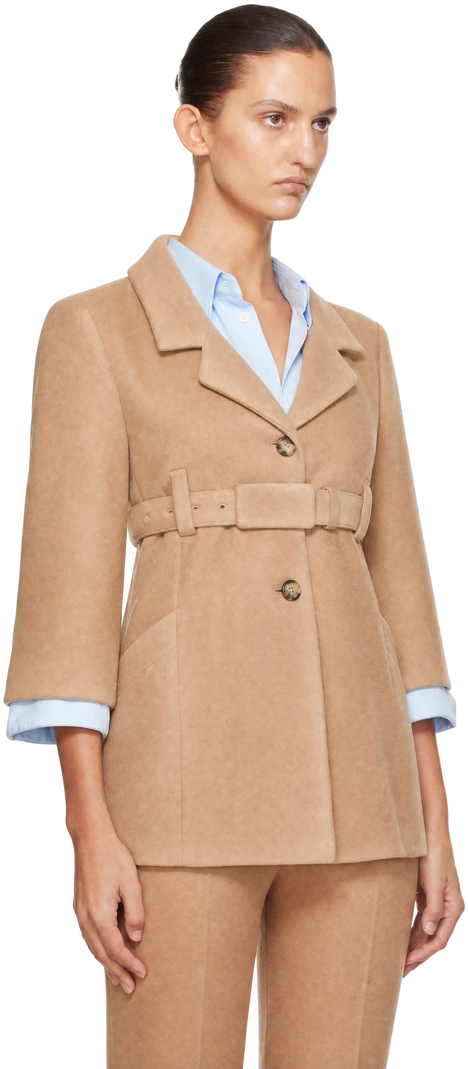 Miu Miu - Beige Single-Breasted Double Wool Blazer
