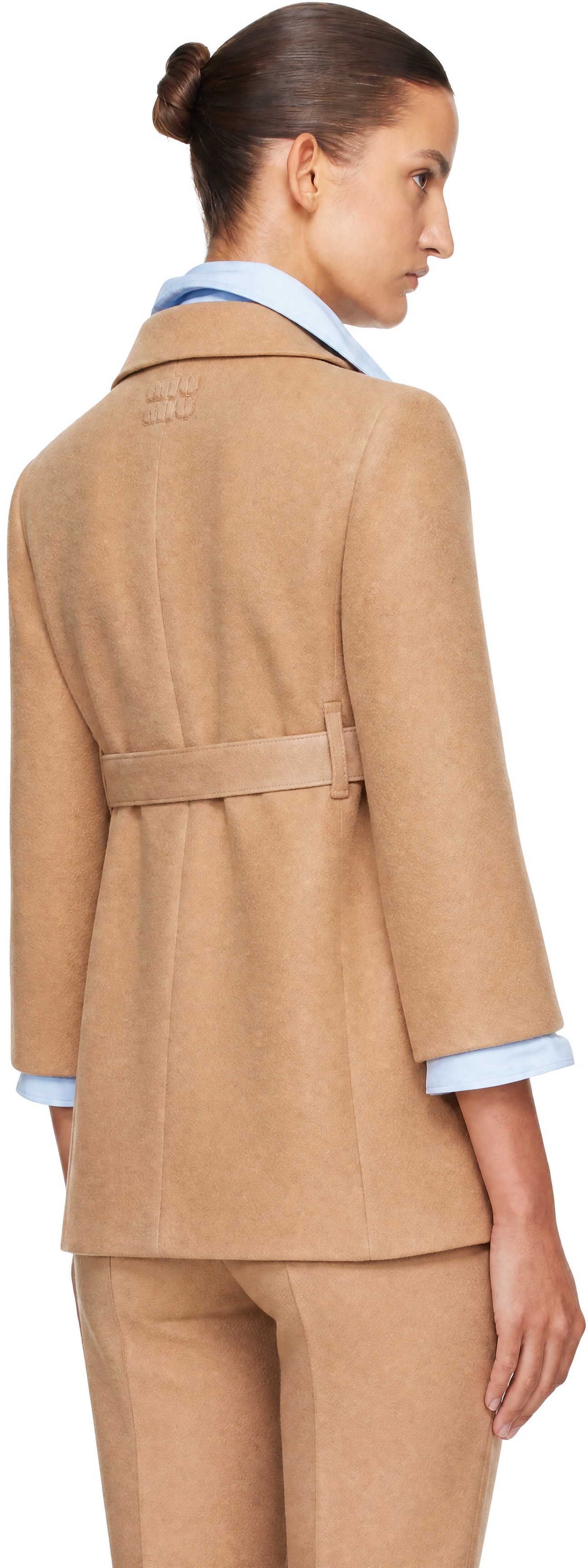 Miu Miu - Beige Single-Breasted Double Wool Blazer