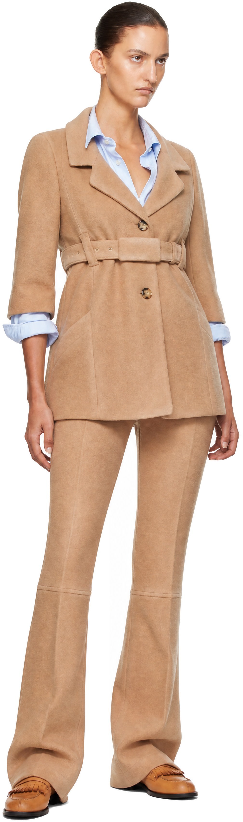 Miu Miu - Beige Single-Breasted Double Wool Blazer